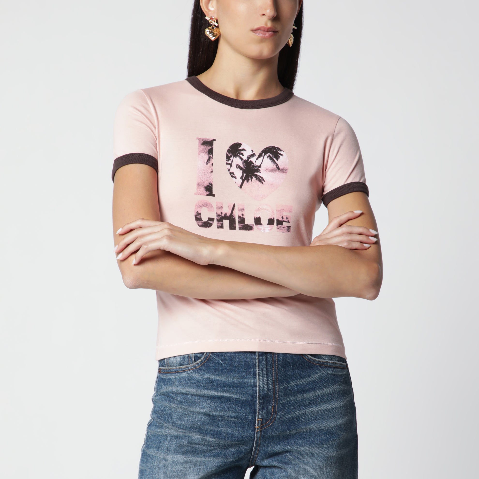 Rosa T-Shirt aus Baumwolle mit Logoprint