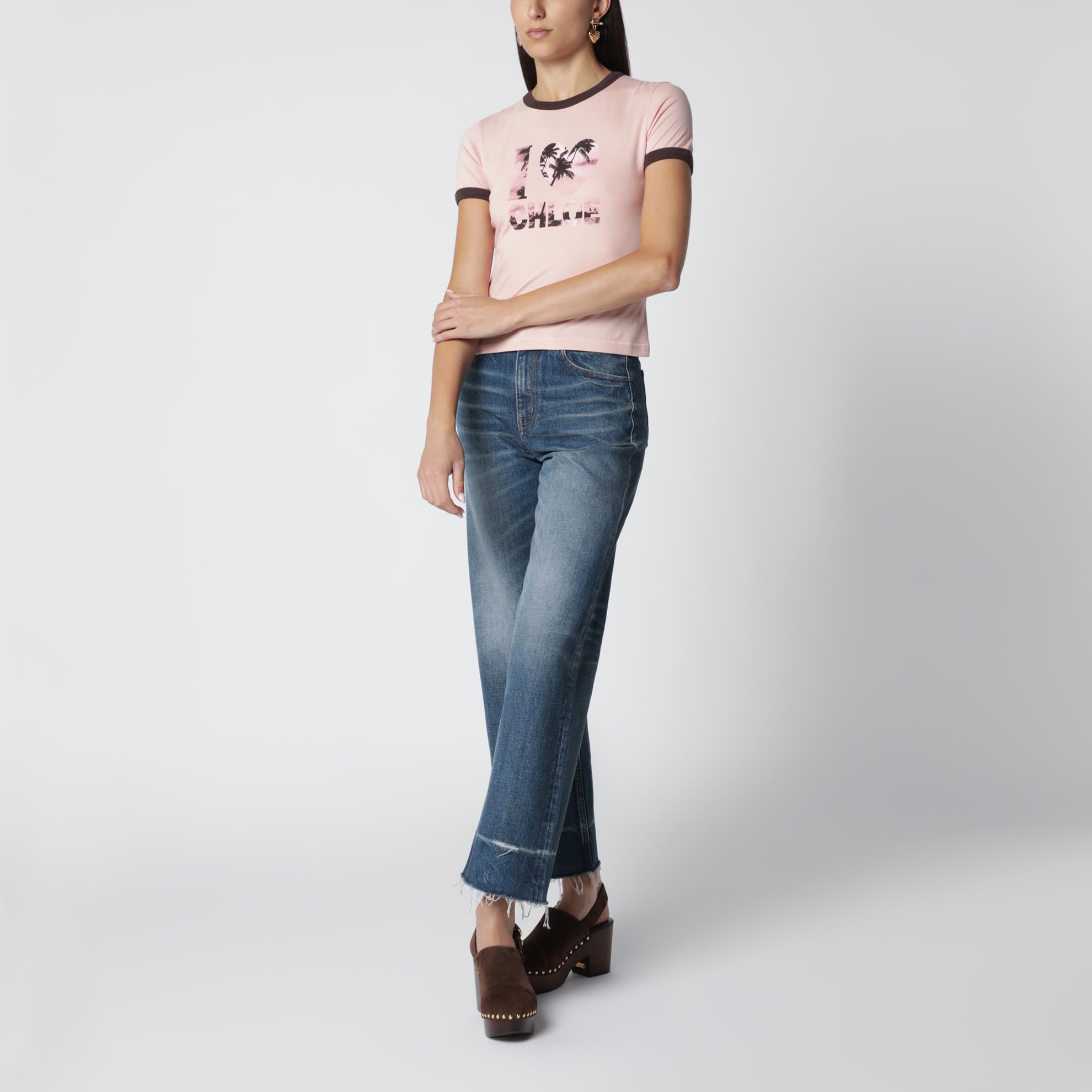 Rosa T-Shirt aus Baumwolle mit Logoprint