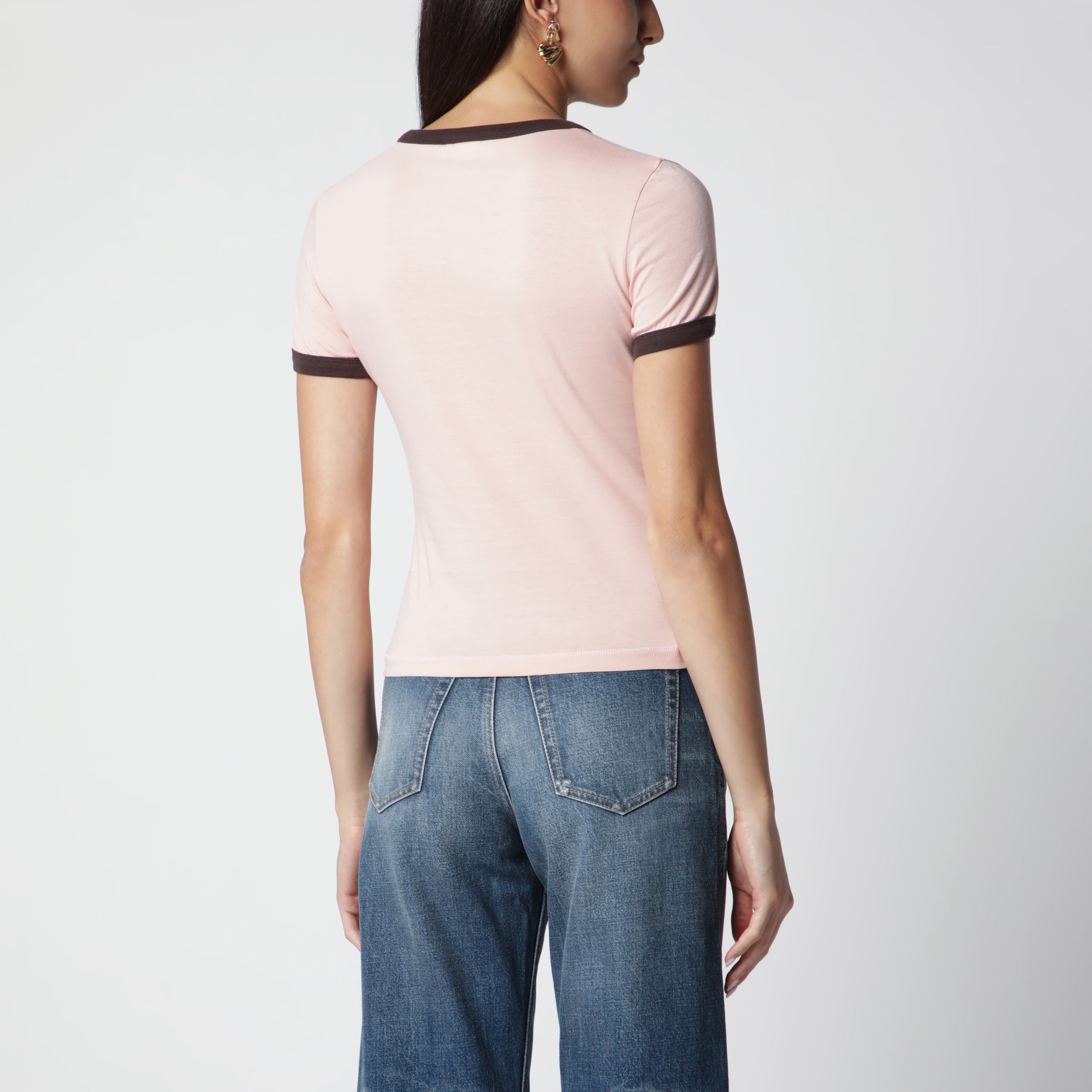 Rosa T-Shirt aus Baumwolle mit Logoprint