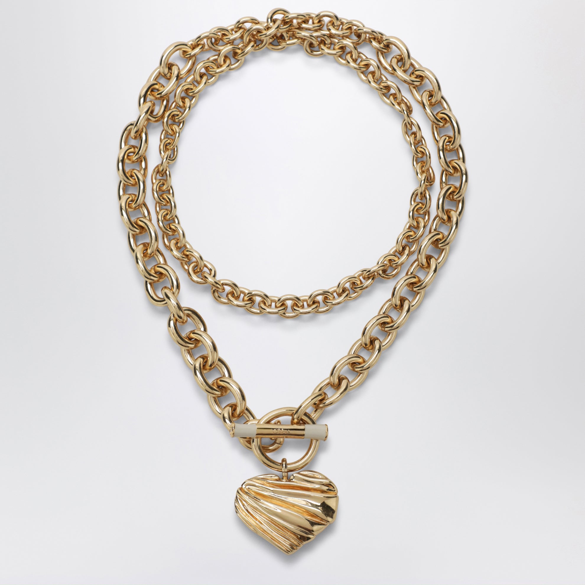 Gold/Ivory heart chain necklace