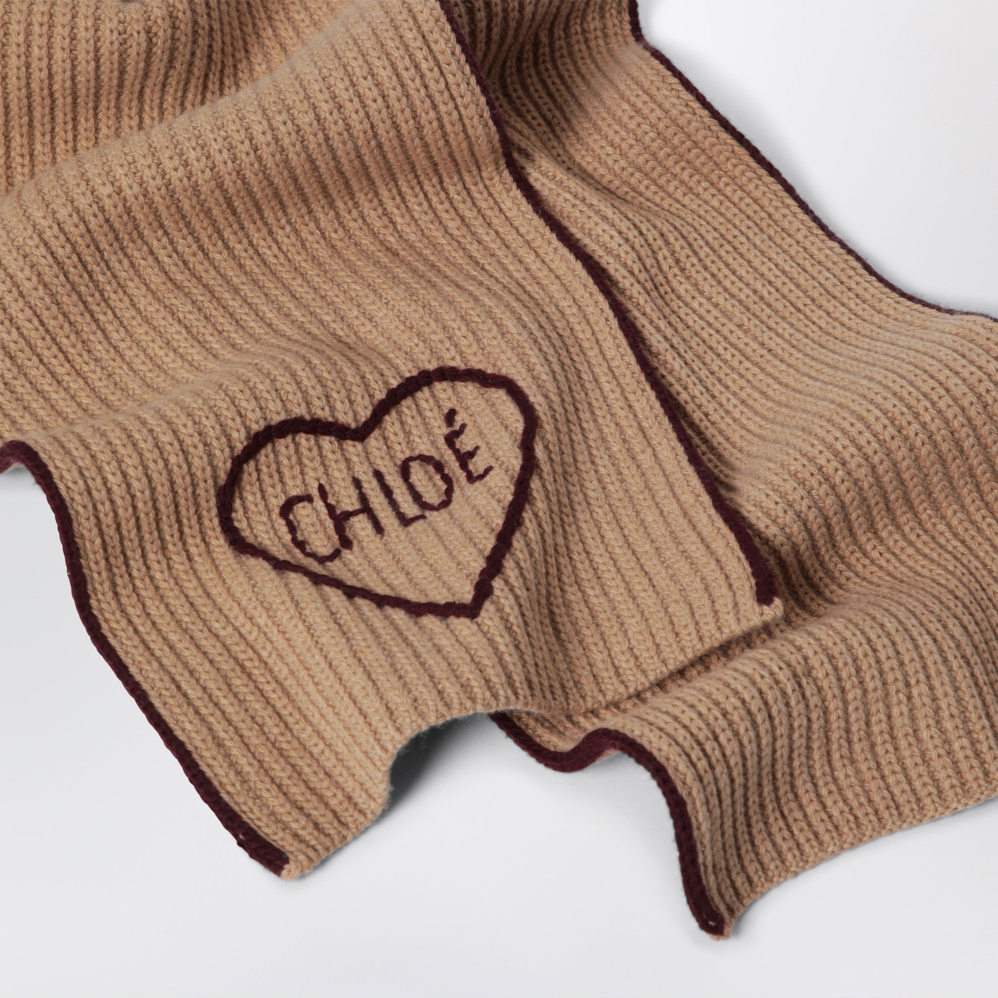 Sciarpa Encoeur in lana e cashmere marrone