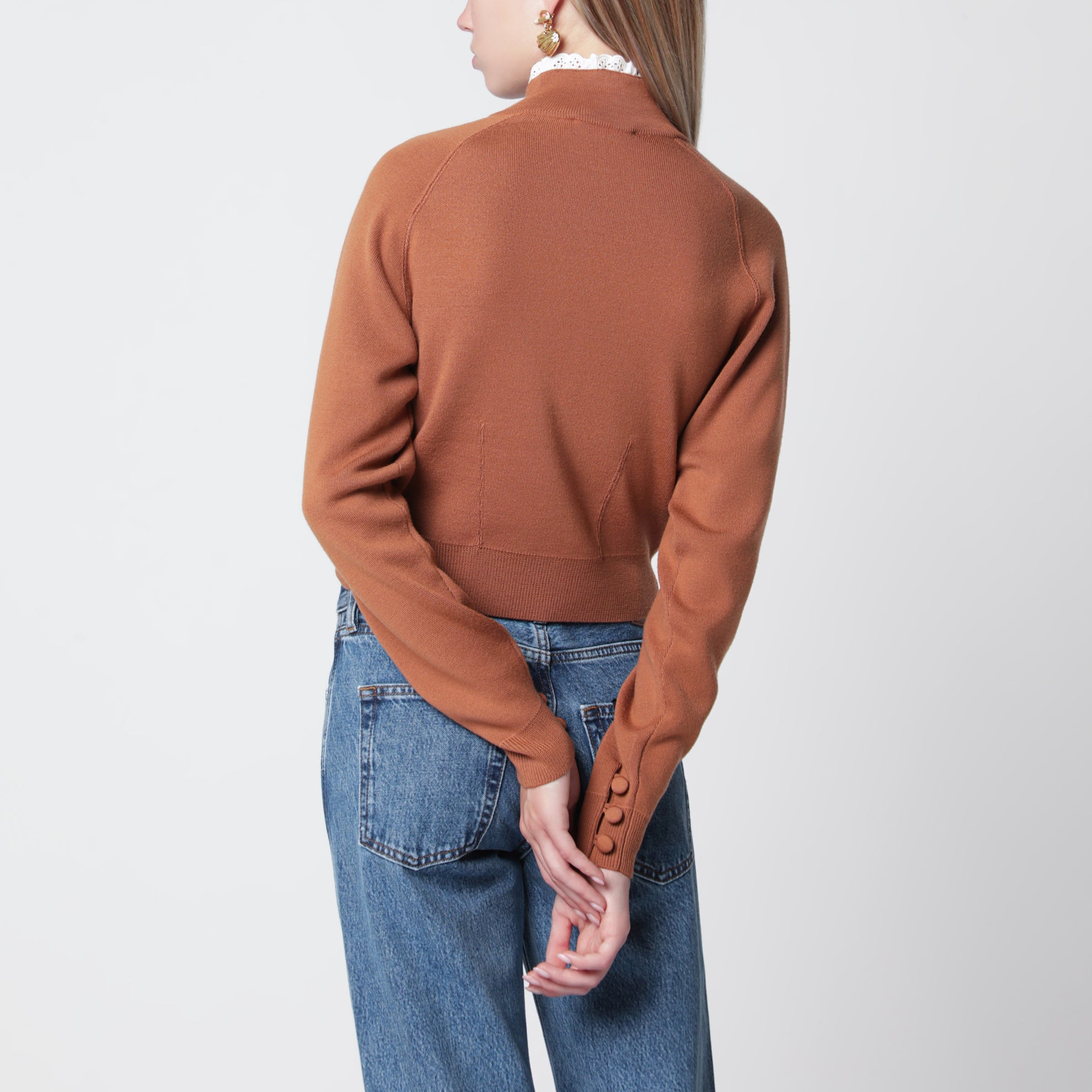 Wollpullover in Cognacfarbe
