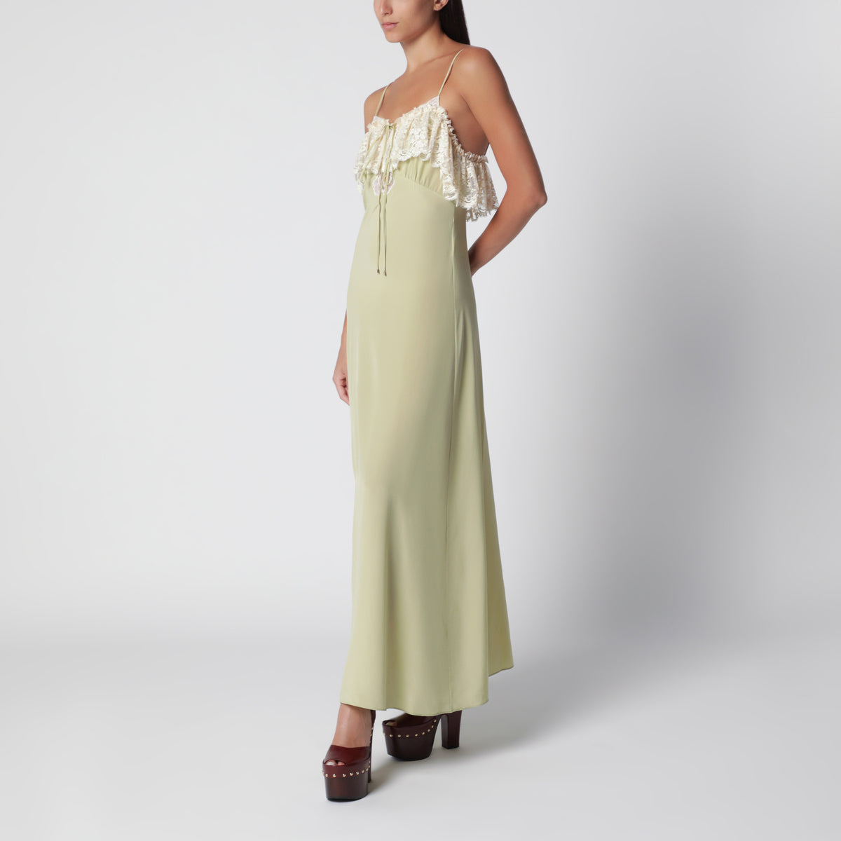 chloe green dress Chloé Long Dusty Silk Slip best-sellers-2 color:MAGENTA 80% Polyester WW2 US Marine Dress