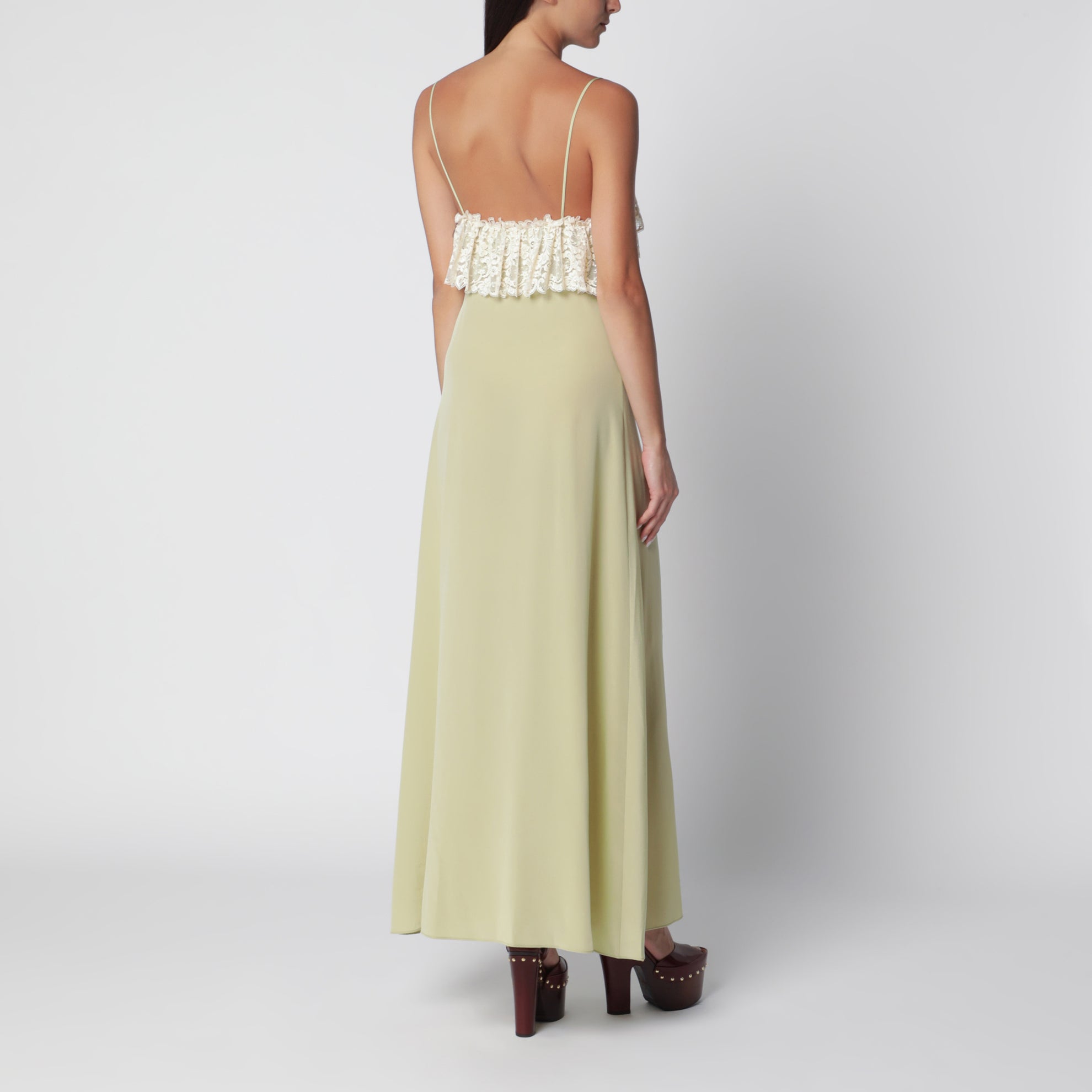 Long Dusty Green Silk Slip Dress