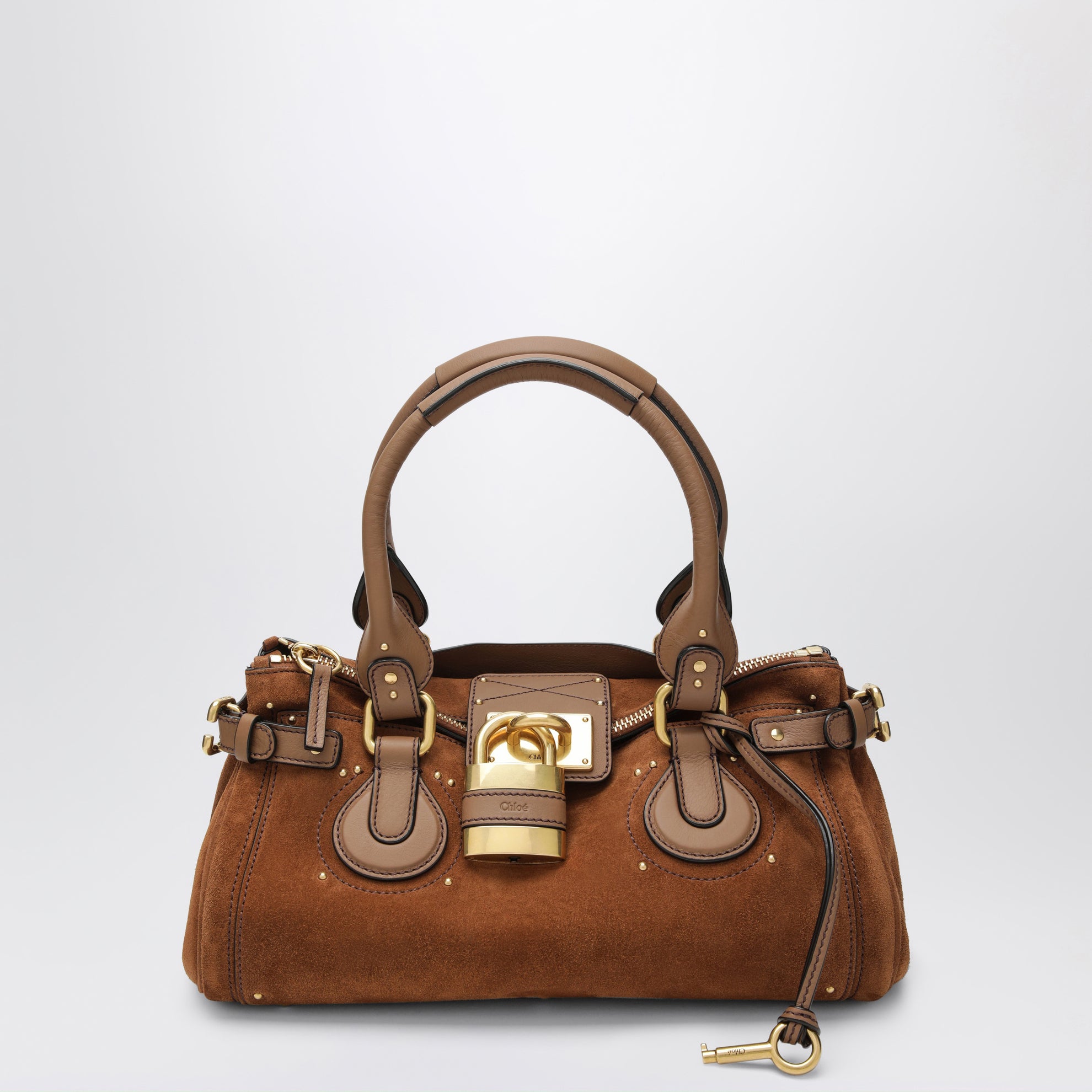 Paddington suede calf leather bag in vintage brown