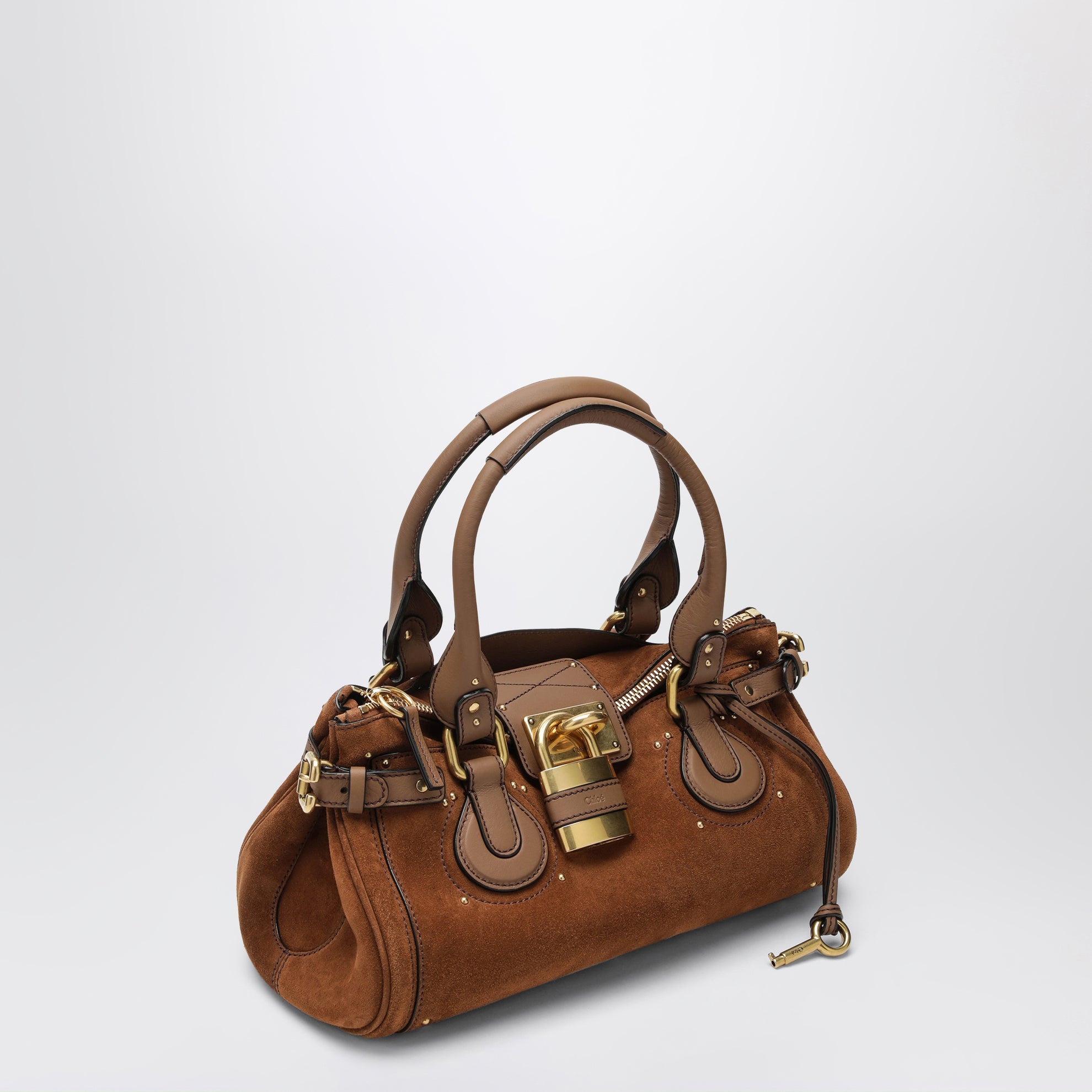 Paddington suede calf leather bag in vintage brown