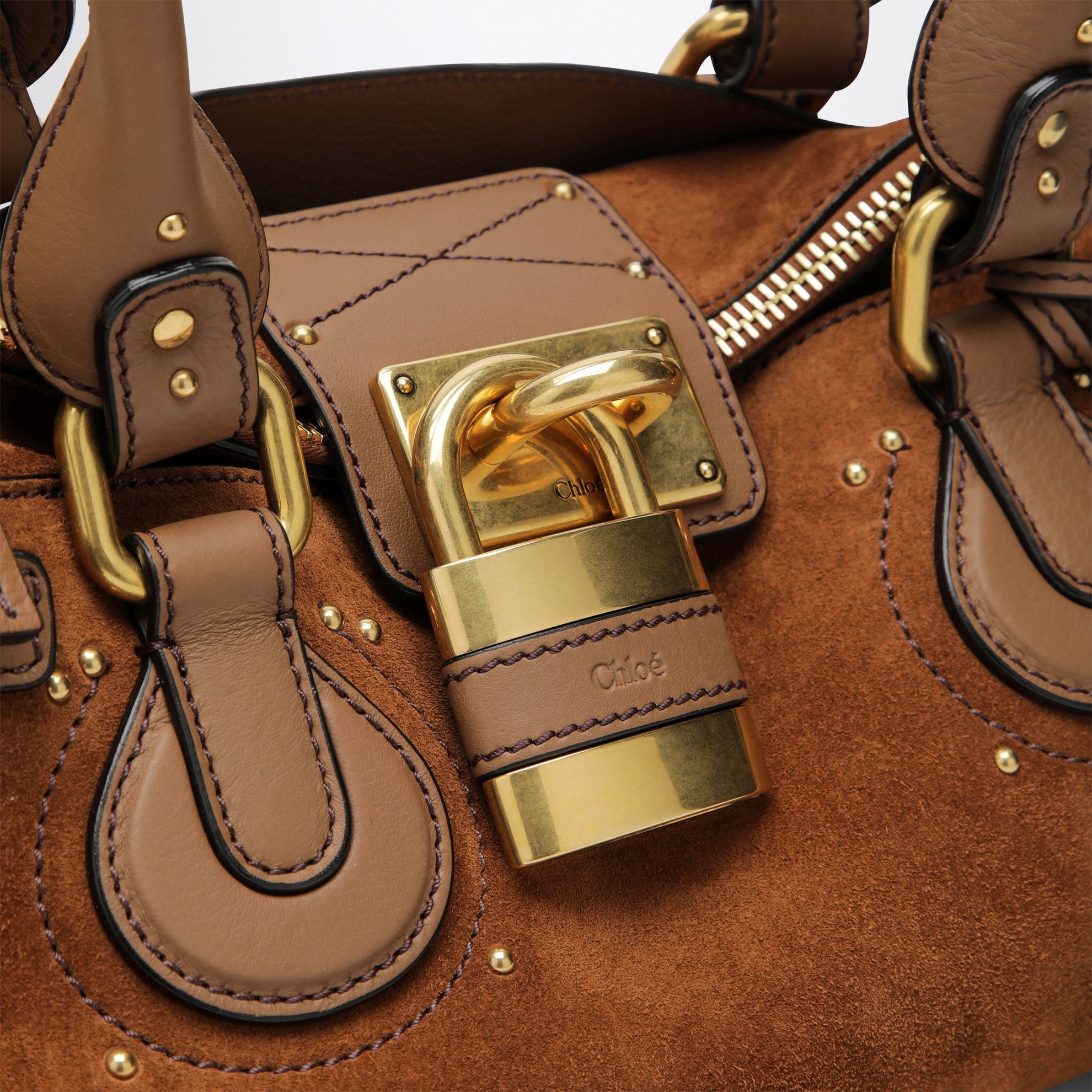 Paddington suede calf leather bag in vintage brown