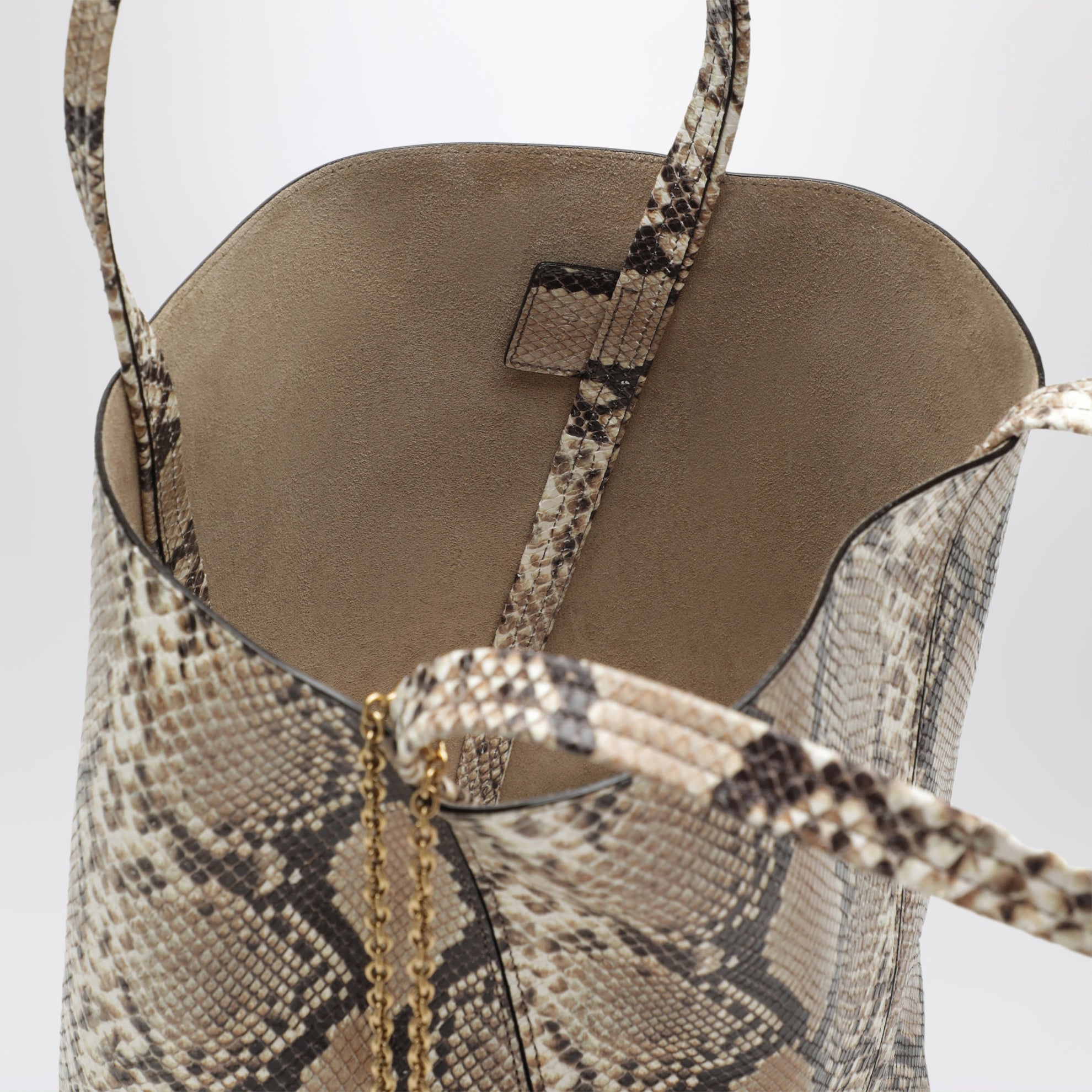 Große Chloé Spin Tote Bag aus Leder mit Pythonprägung