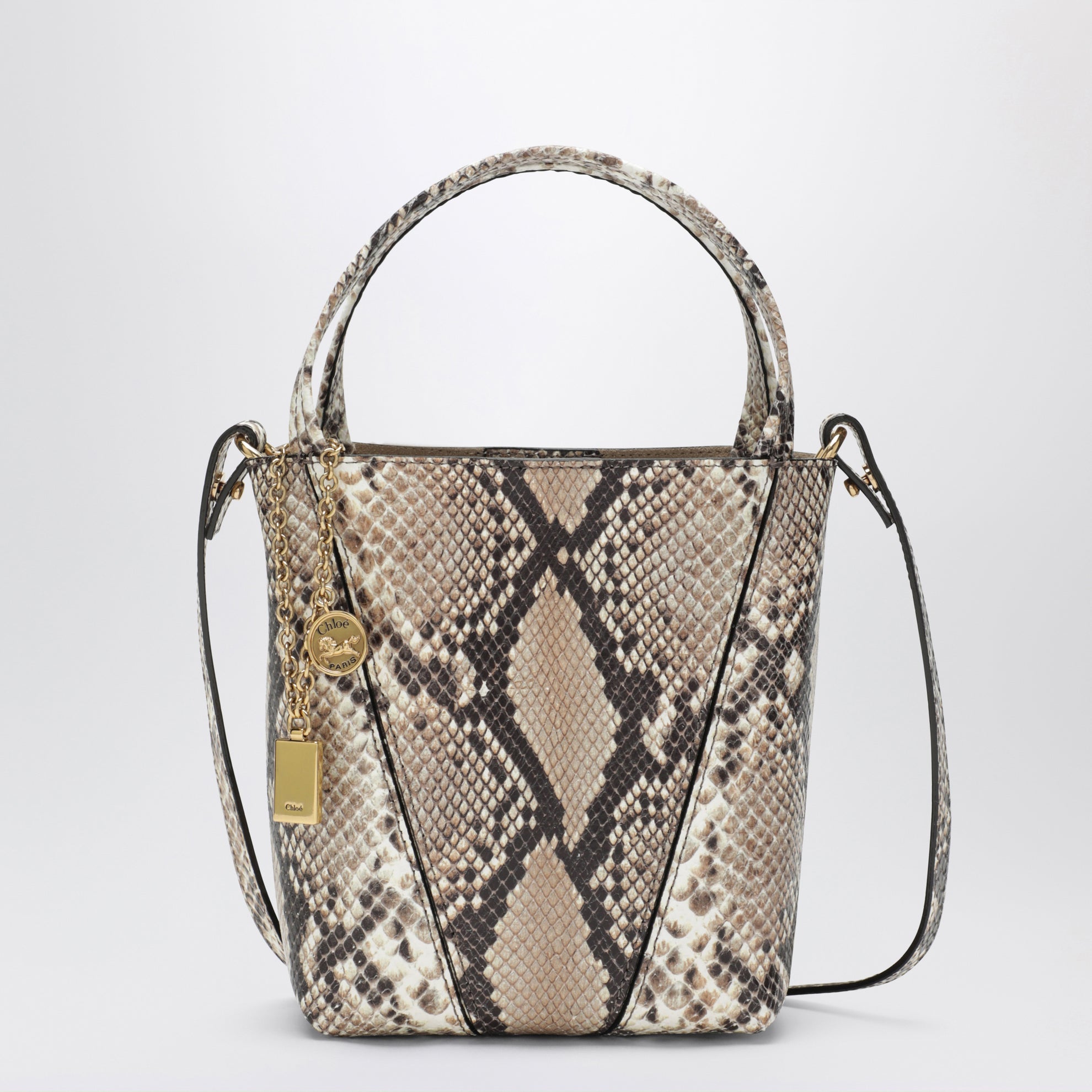 Petit sac cabas Chloé Spin en cuir effet python