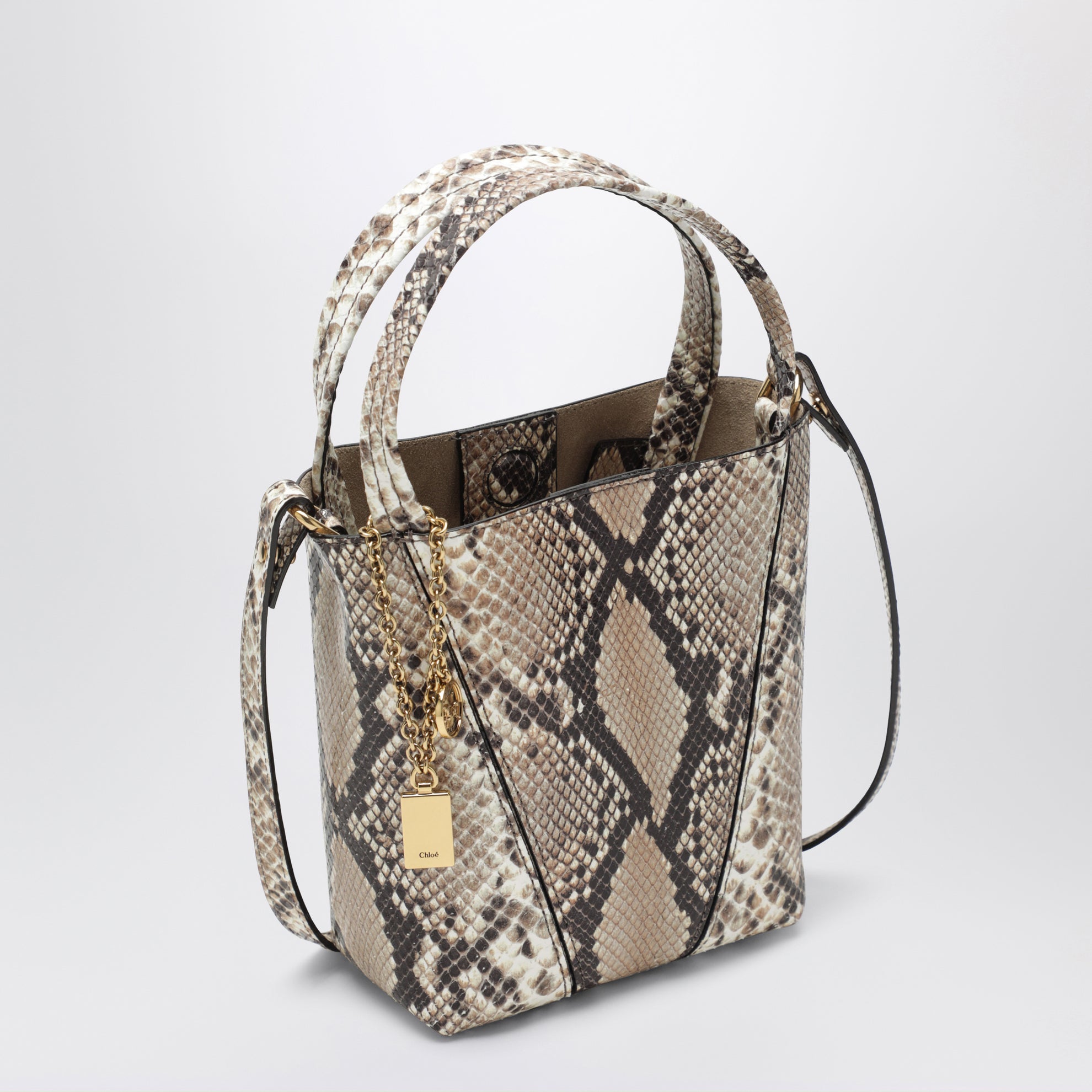 Petit sac cabas Chloé Spin en cuir effet python