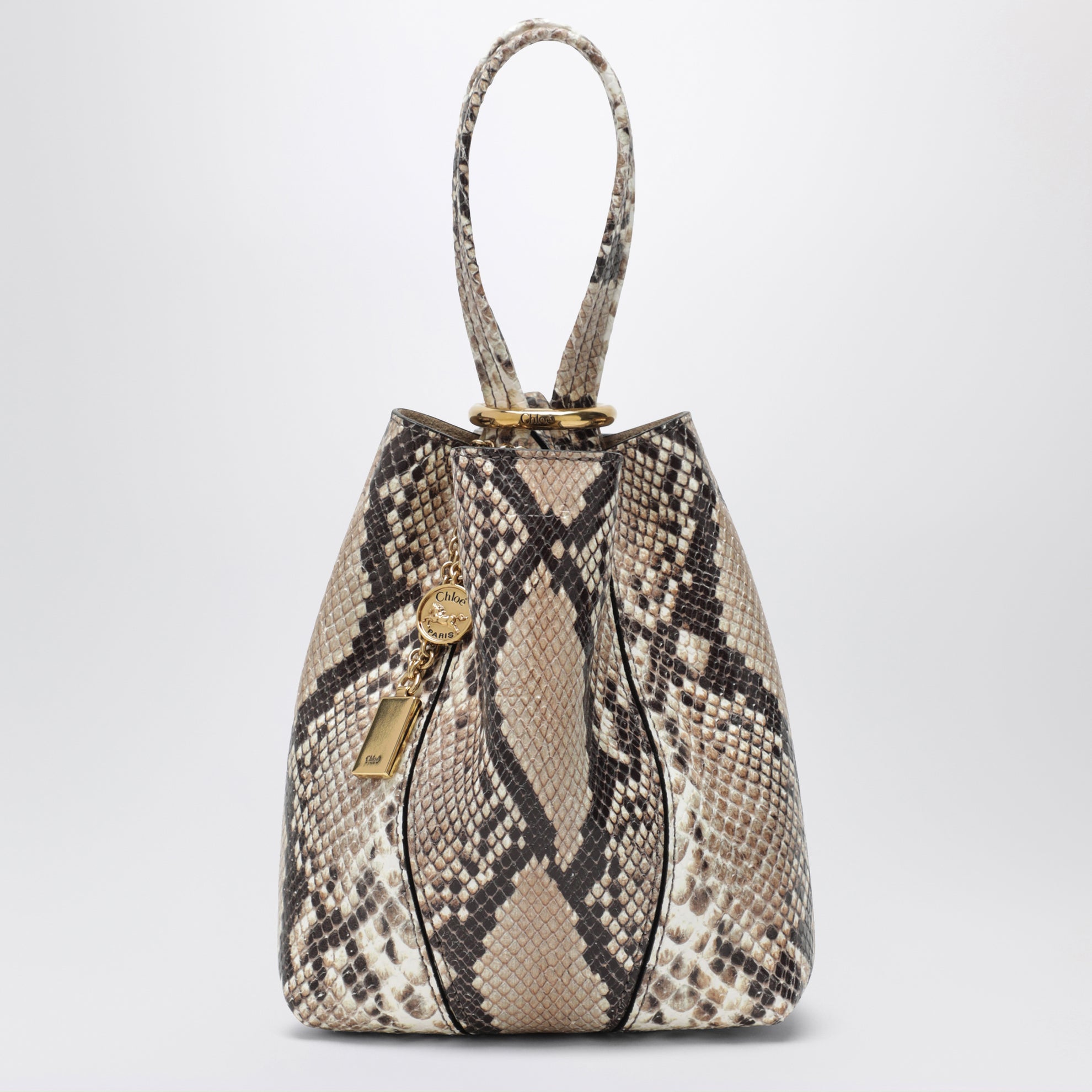 Petit sac cabas Chloé Spin en cuir effet python
