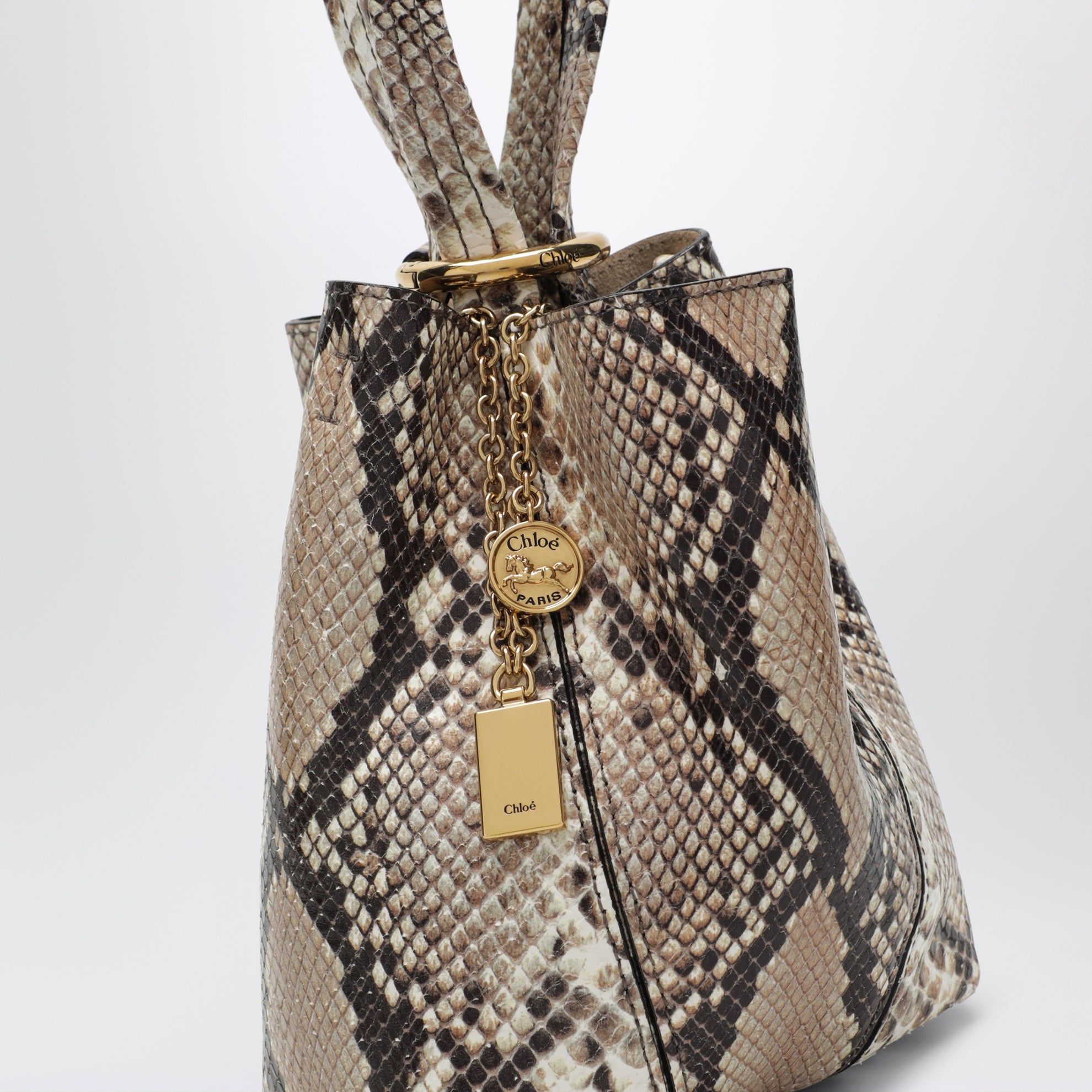 Petit sac cabas Chloé Spin en cuir effet python