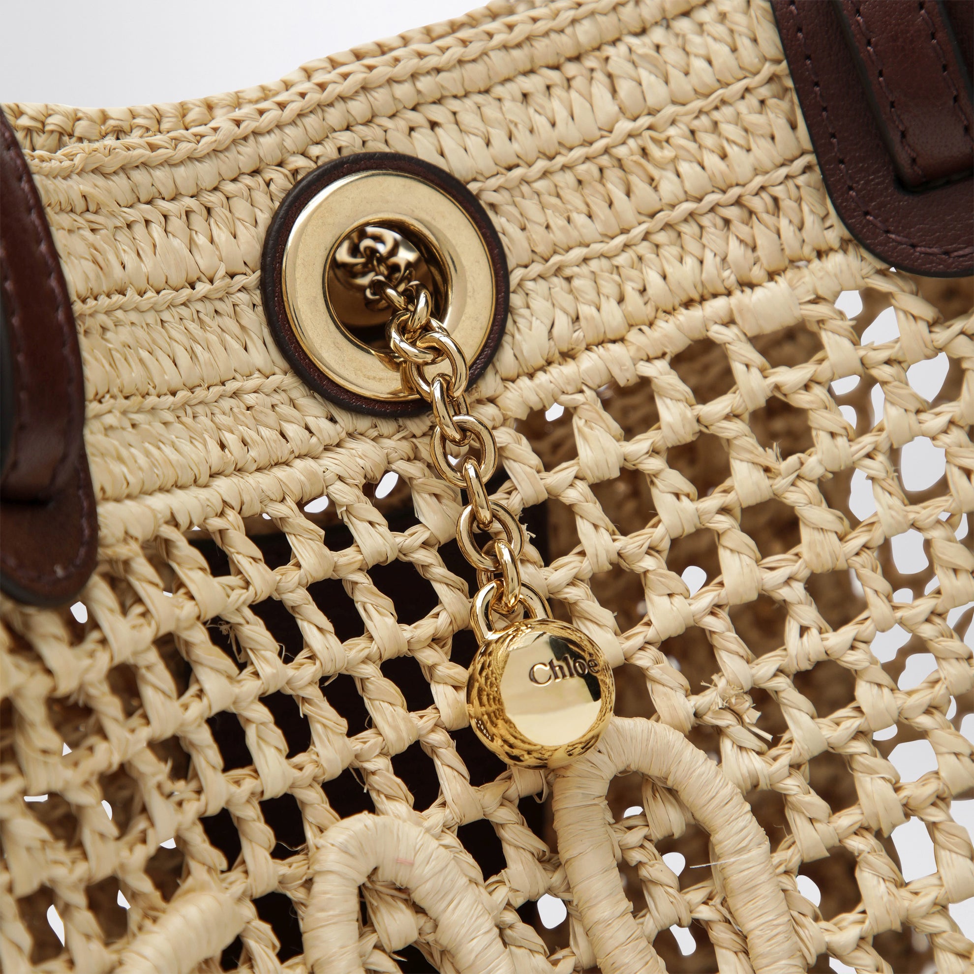 Iconic Tote-Bag aus Raffia mit Lederbesatz in Hot Sand