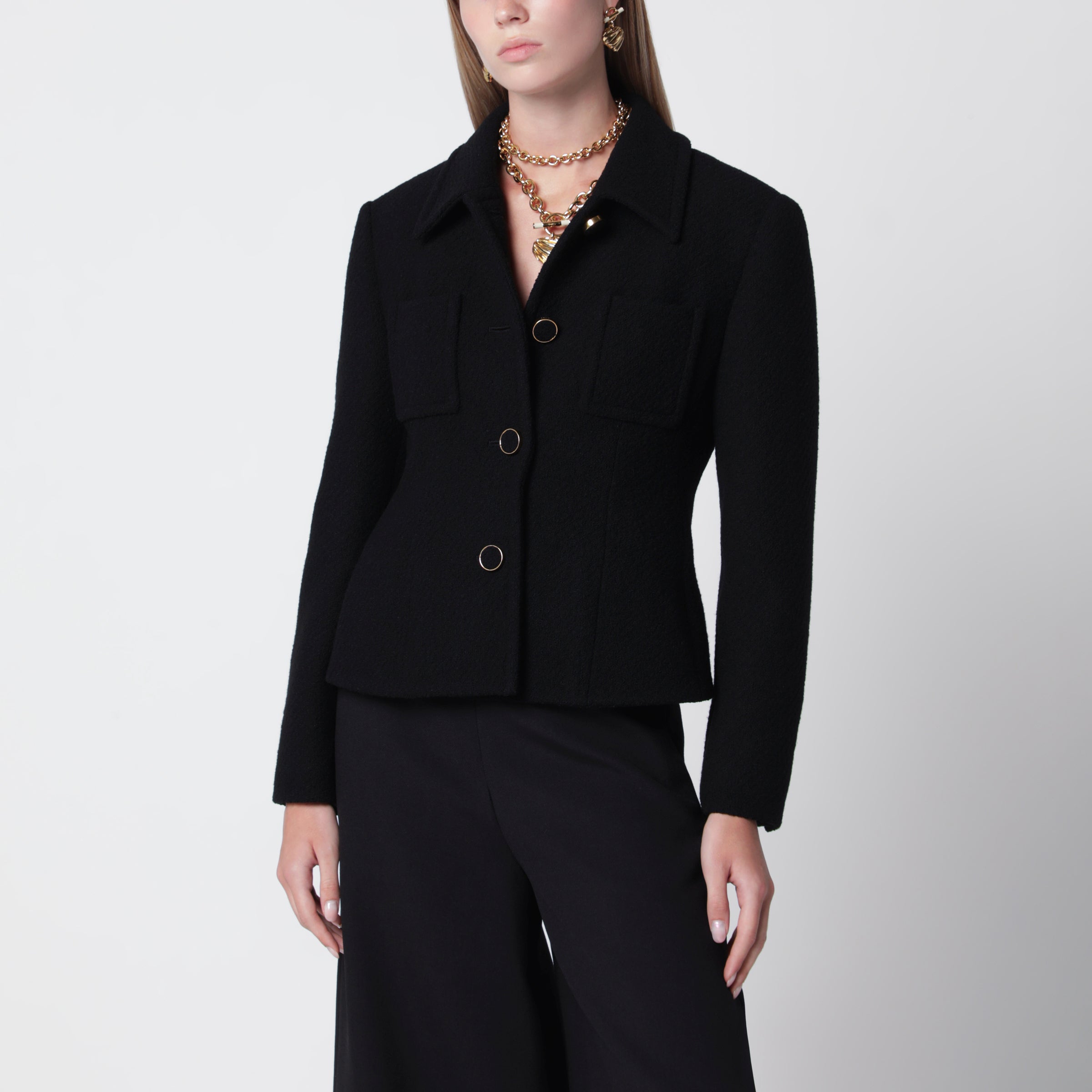 Chloé Black wool-blend jacket | TheDoubleF