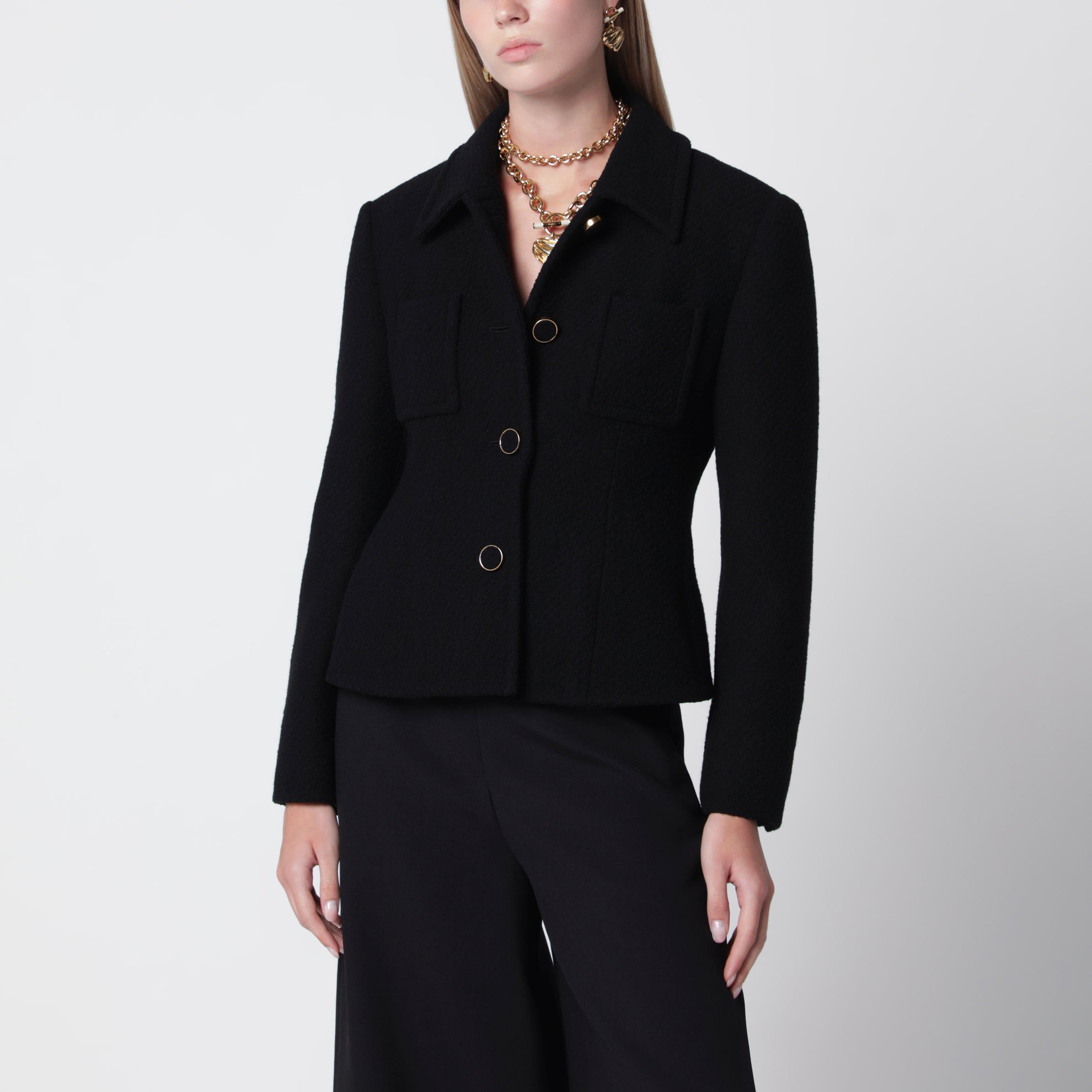 Veste noire en mélange de laine