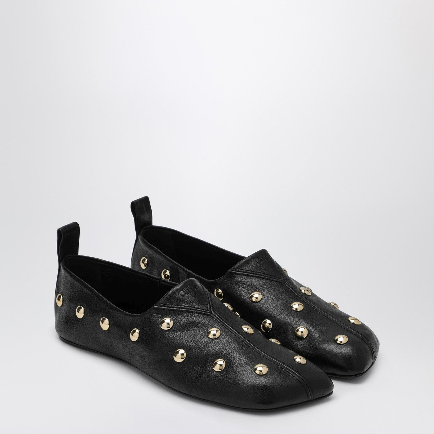 Ballerine Rita nere in pelle con borchie
