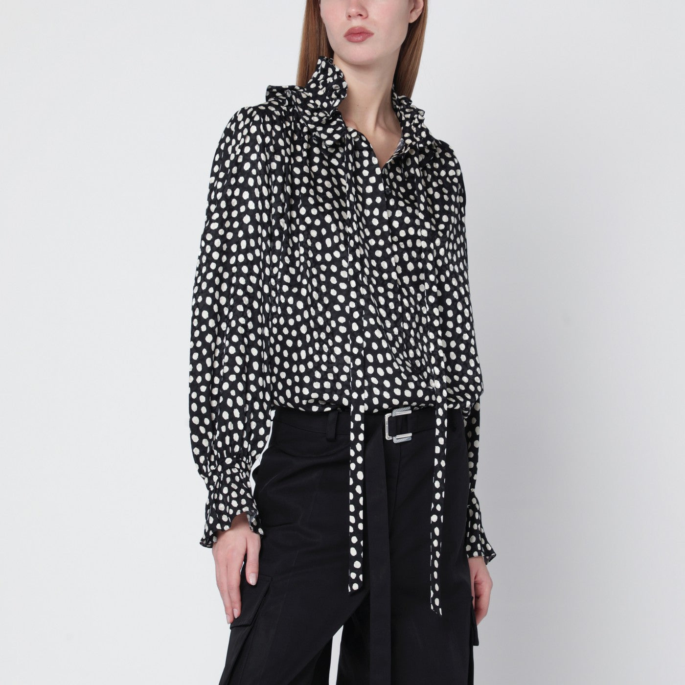 Polka-dot silk blouse
