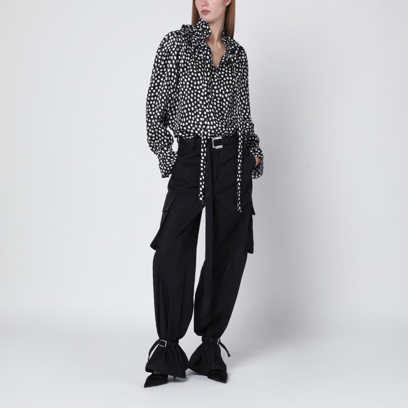 Polka-dot silk blouse