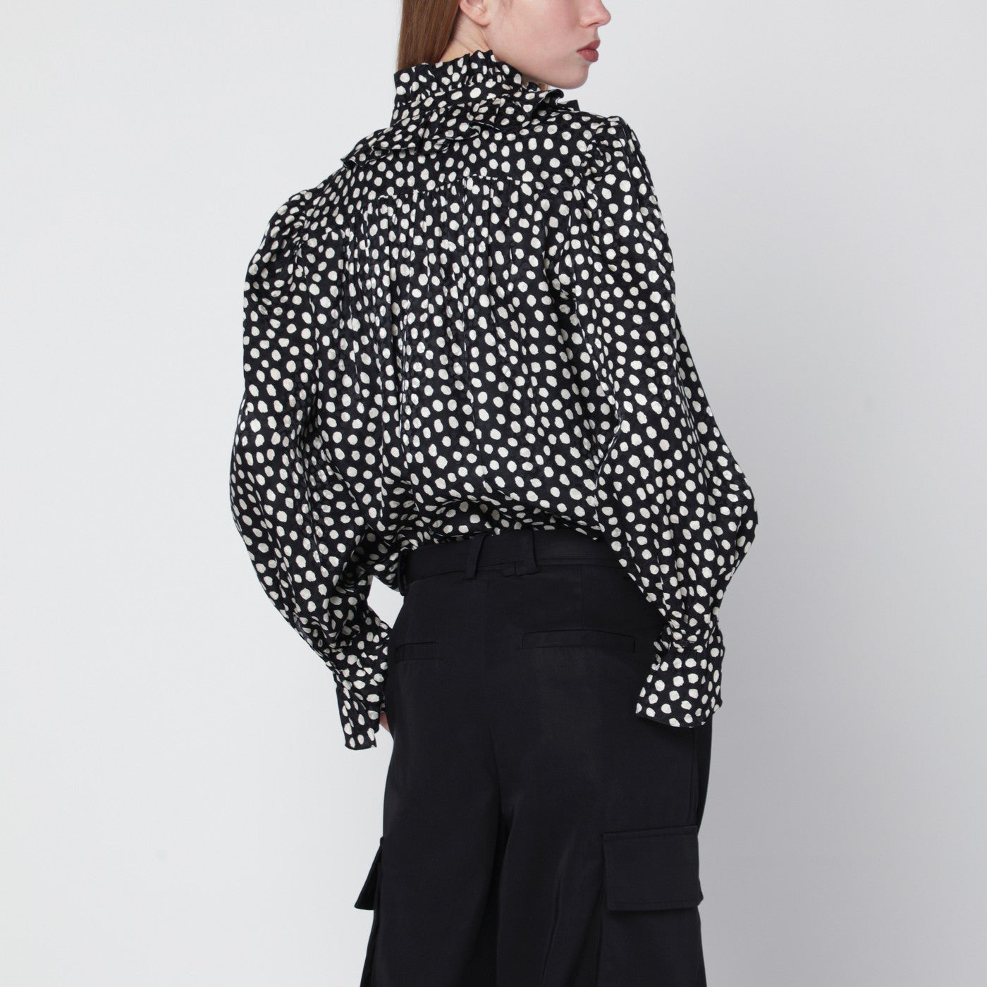 Polka-dot silk blouse