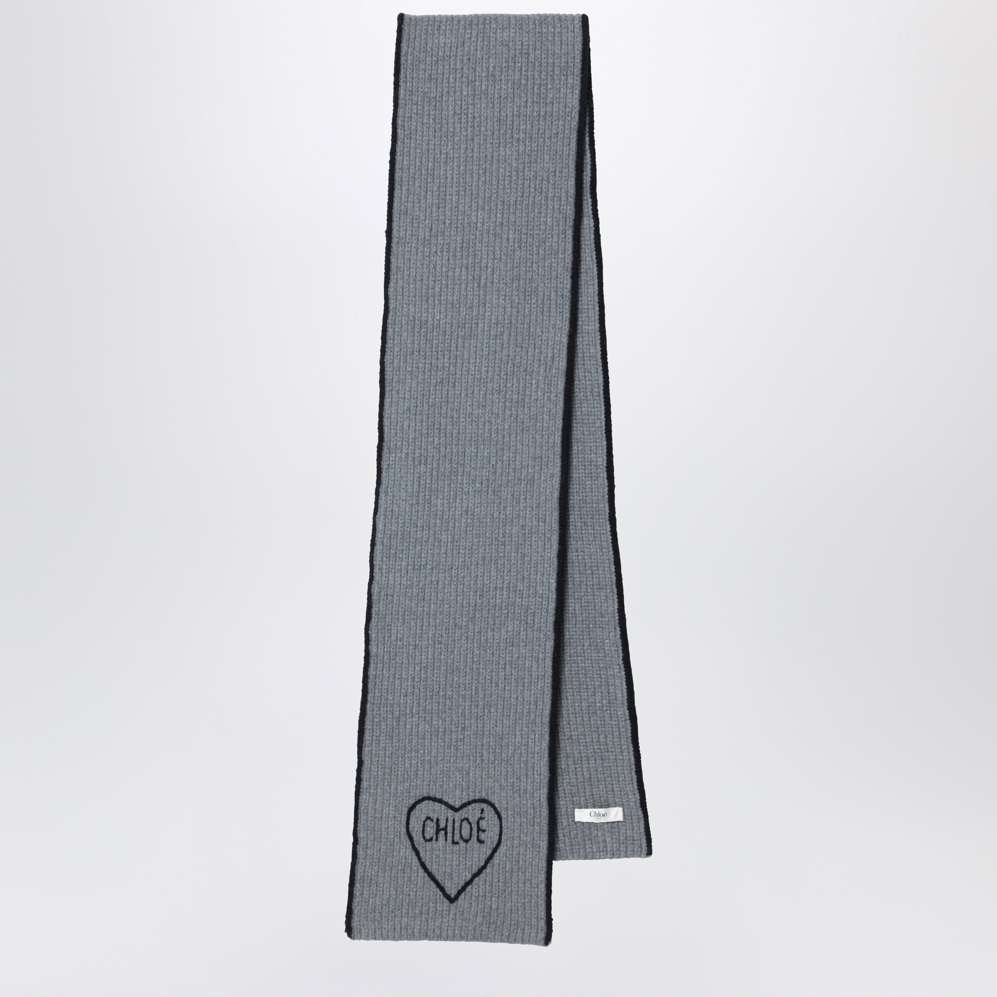 Sciarpa Encoeur grigia in lana e cashmere