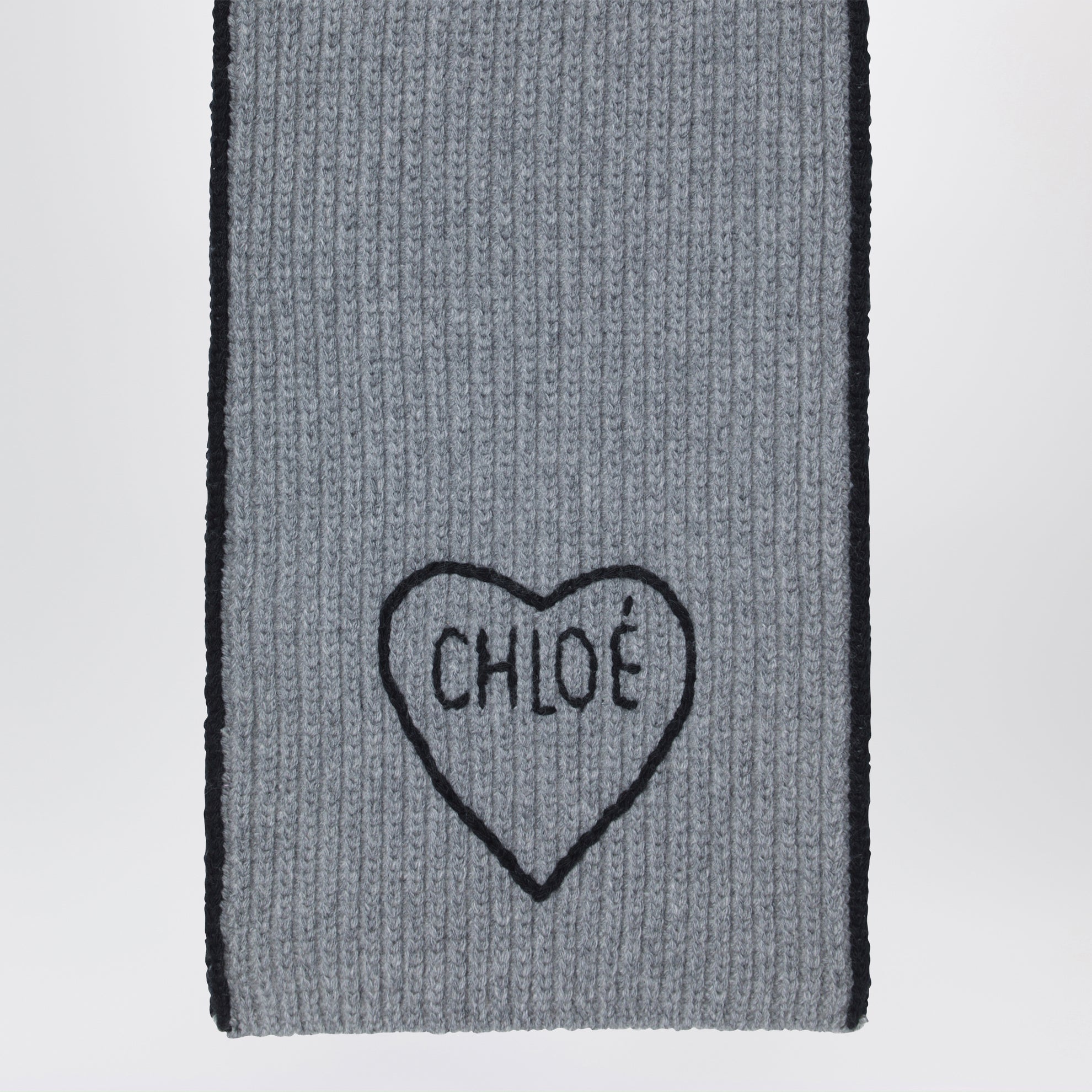 Sciarpa Encoeur grigia in lana e cashmere
