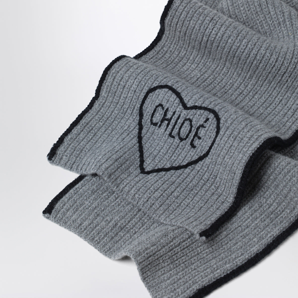 Sciarpa Encoeur grigia in lana e cashmere