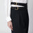 Black trousers with double belt and gold buckles