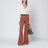Flared cotton trousers in nougat colour