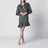 Black silk jacquard mini dress with polka dot print
