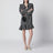 Black silk jacquard mini dress with polka dot print