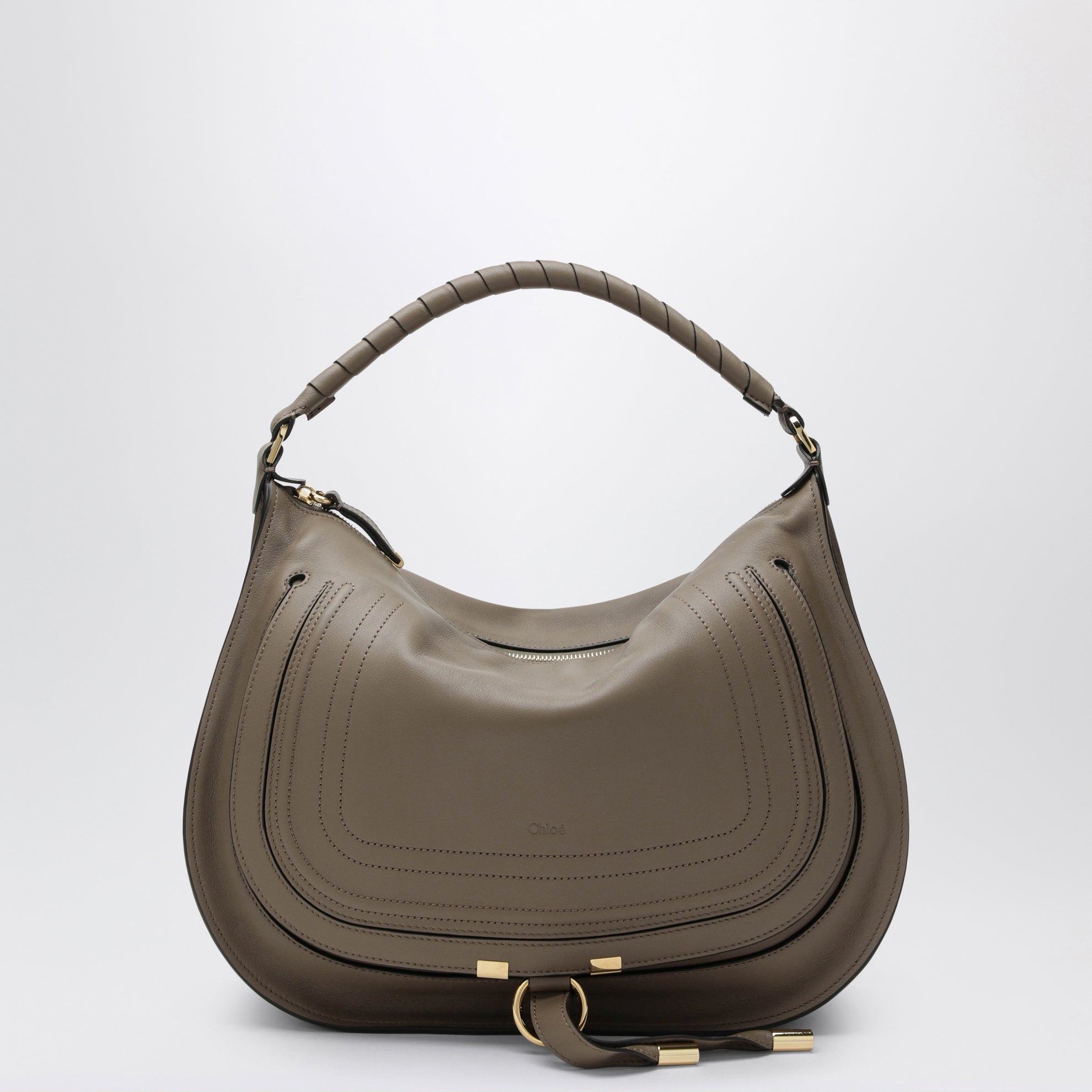 Marcie Schultertasche in Taupe aus Leder