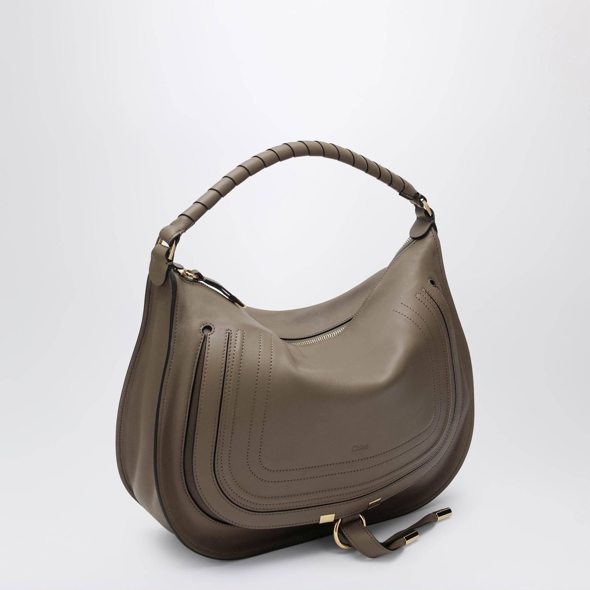 Marcie Schultertasche in Taupe aus Leder