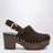 Jeannette Keil-Clogs aus Veloursleder, schokobraun