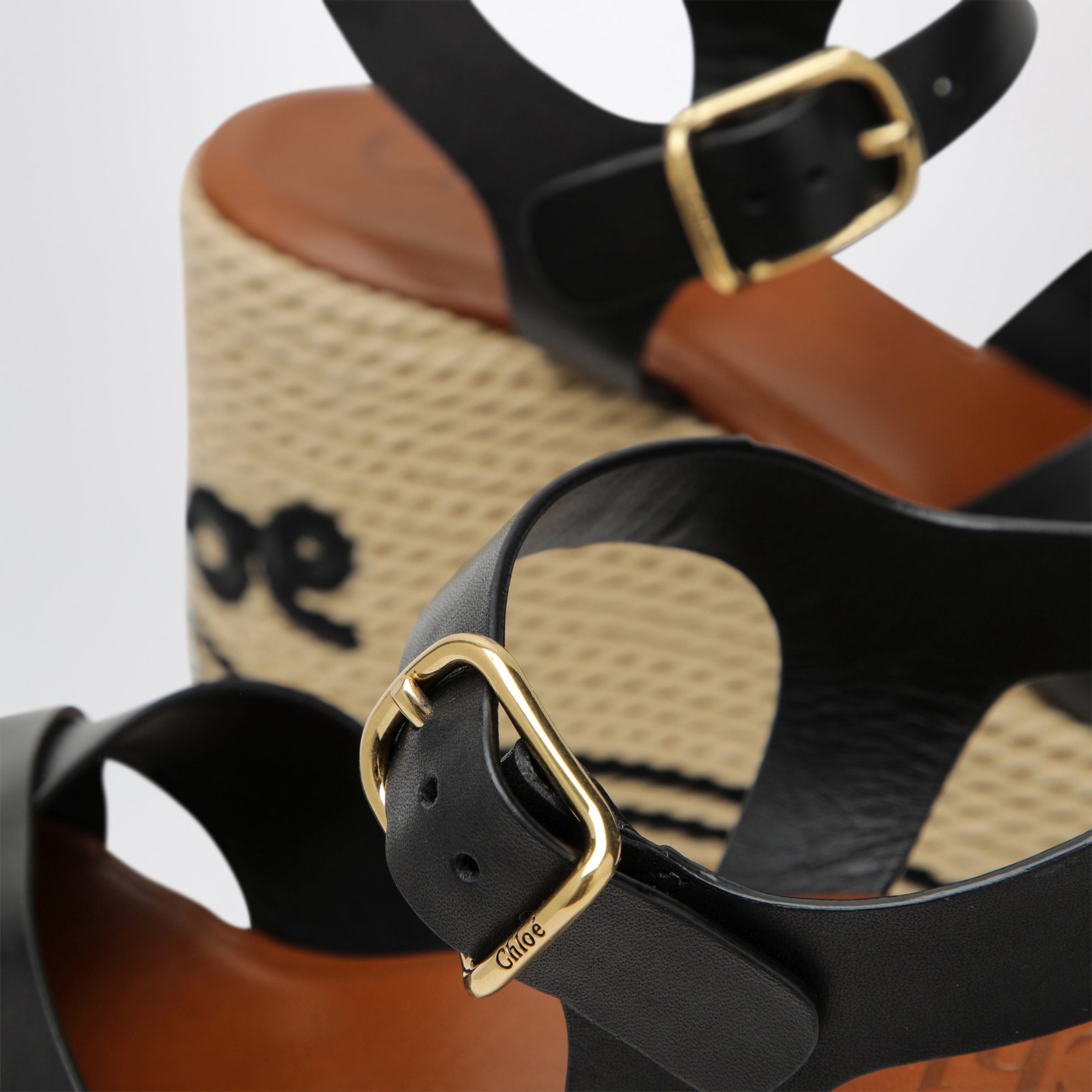 Sandales compensées Sand en cuir noir