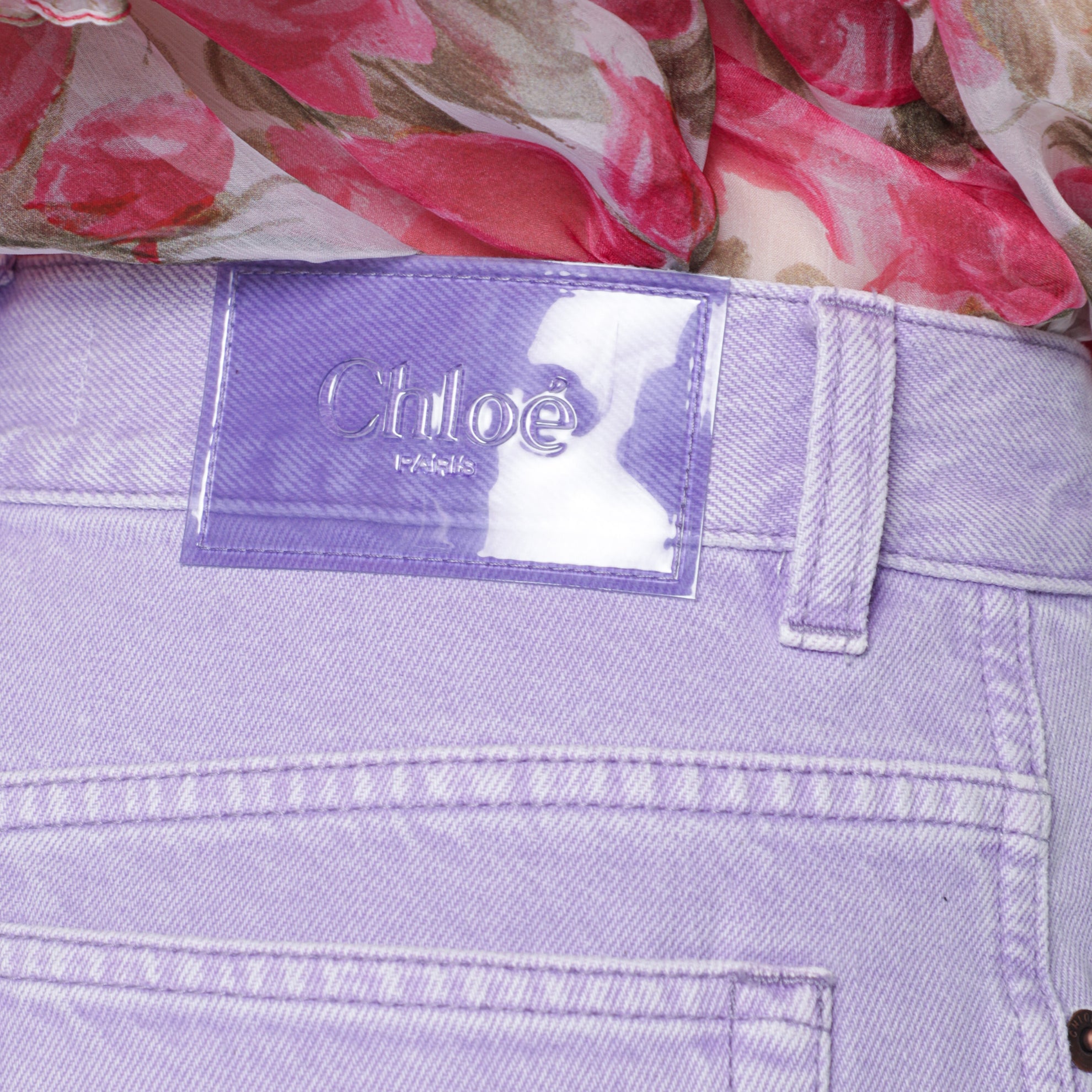 Jeans dritti in denim di cotone biologico lavanda