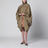 Oversized cape coat in olive green poplin