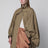 Oversized cape coat in olive green poplin