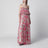 Long silk muslin dress with rose print, white/pink