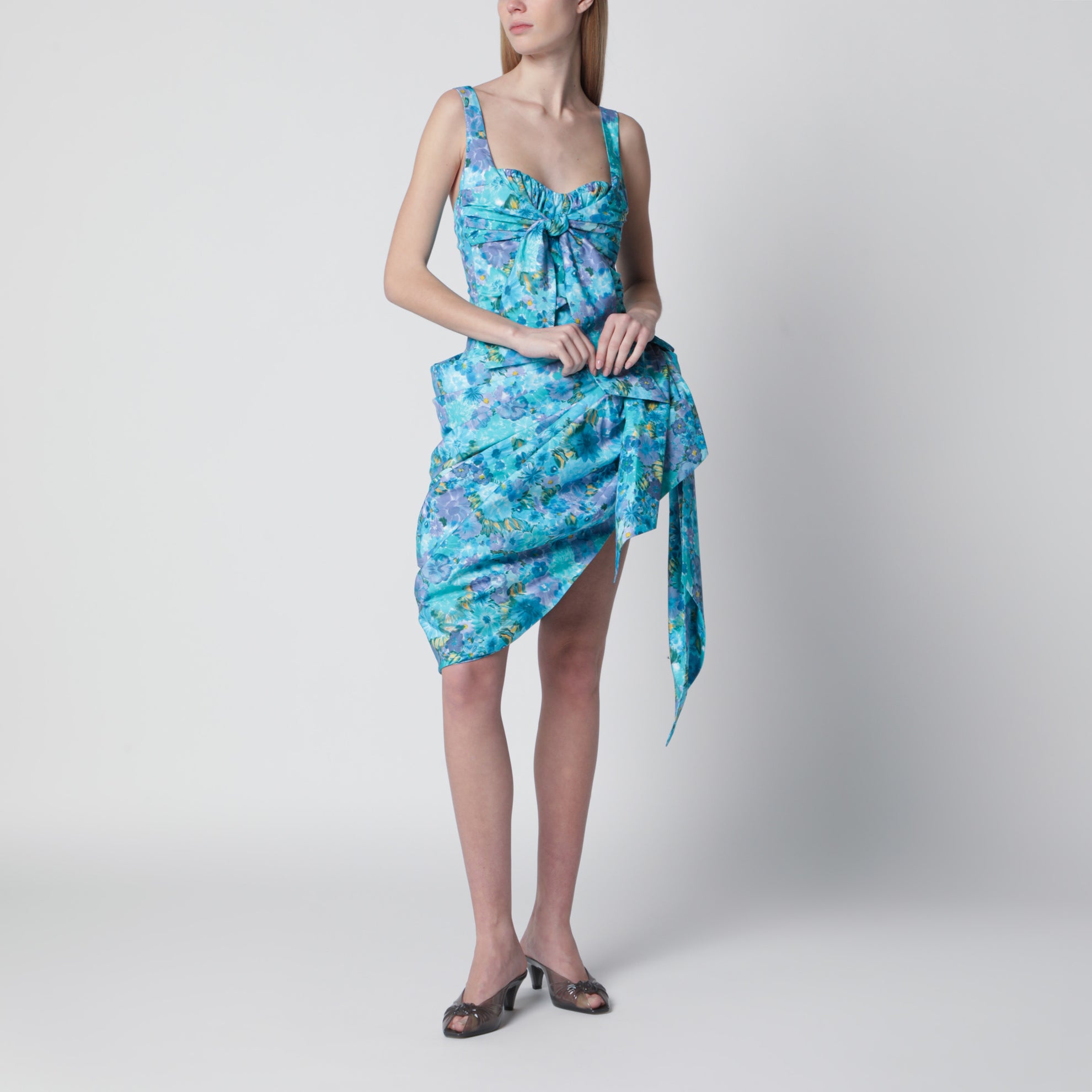 Wickel-Midikleid Bustier aus Bio-Baumwollpopeline, bunt