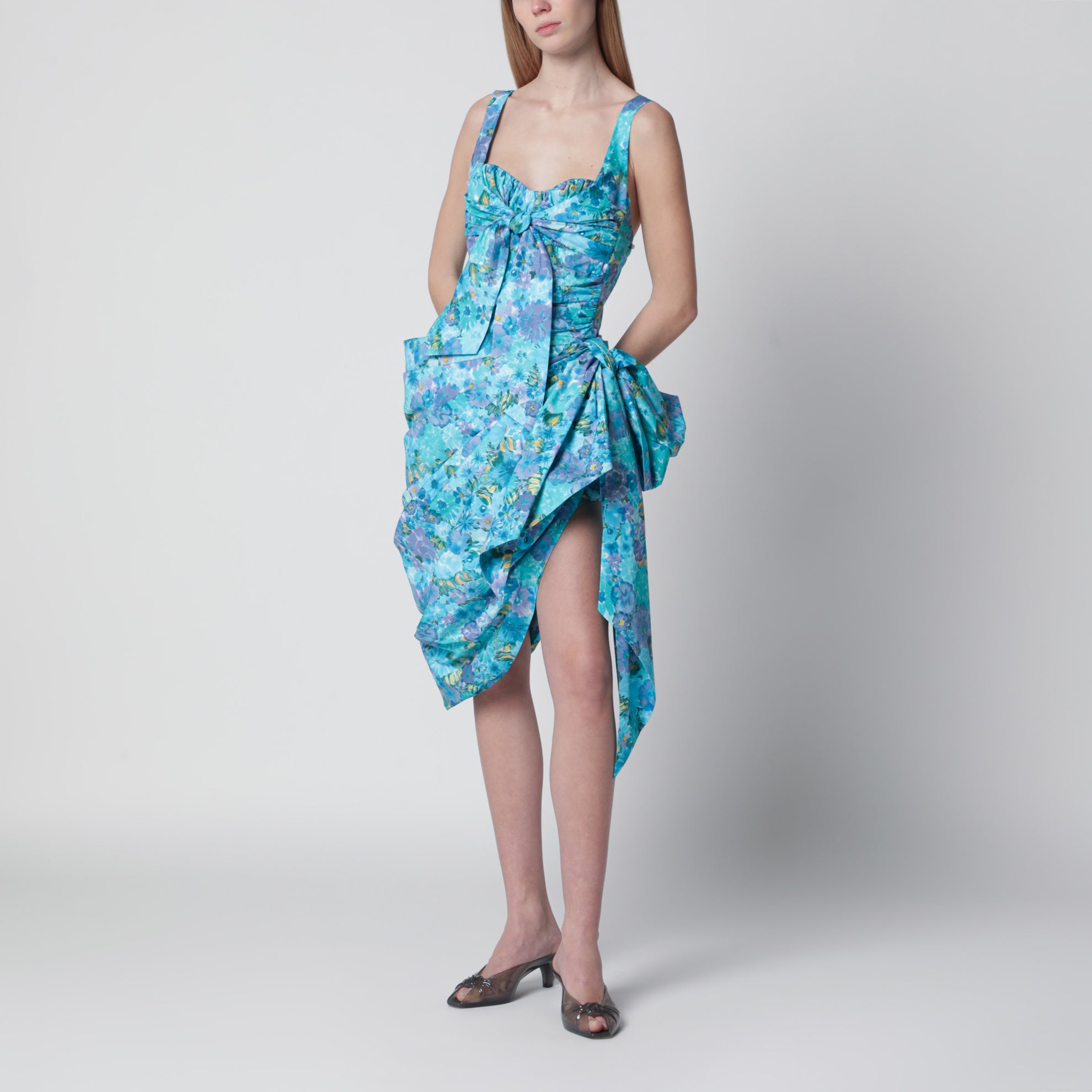 Wickel-Midikleid Bustier aus Bio-Baumwollpopeline, bunt
