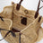 Borsa Iconic in rafia e pelle color sabbia/marrone