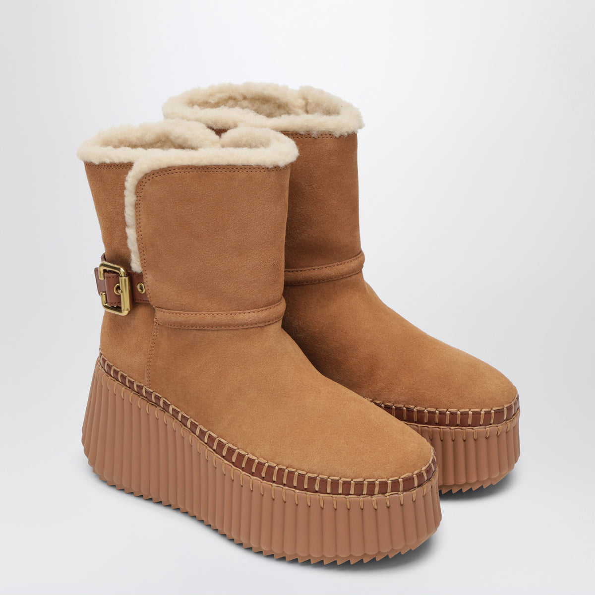 Bottines Nama marron en daim de vachette