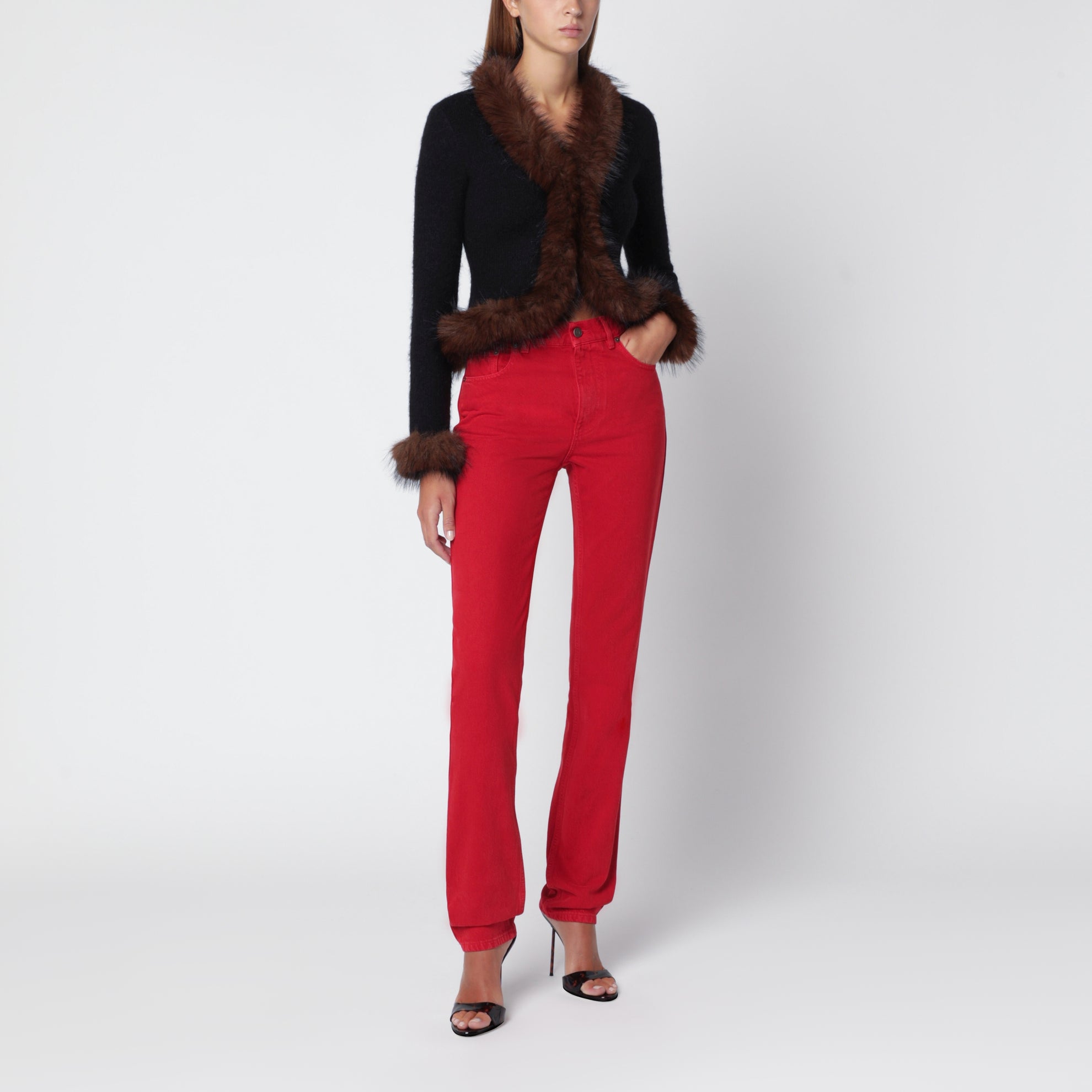 Berry Red cotton denim jeans