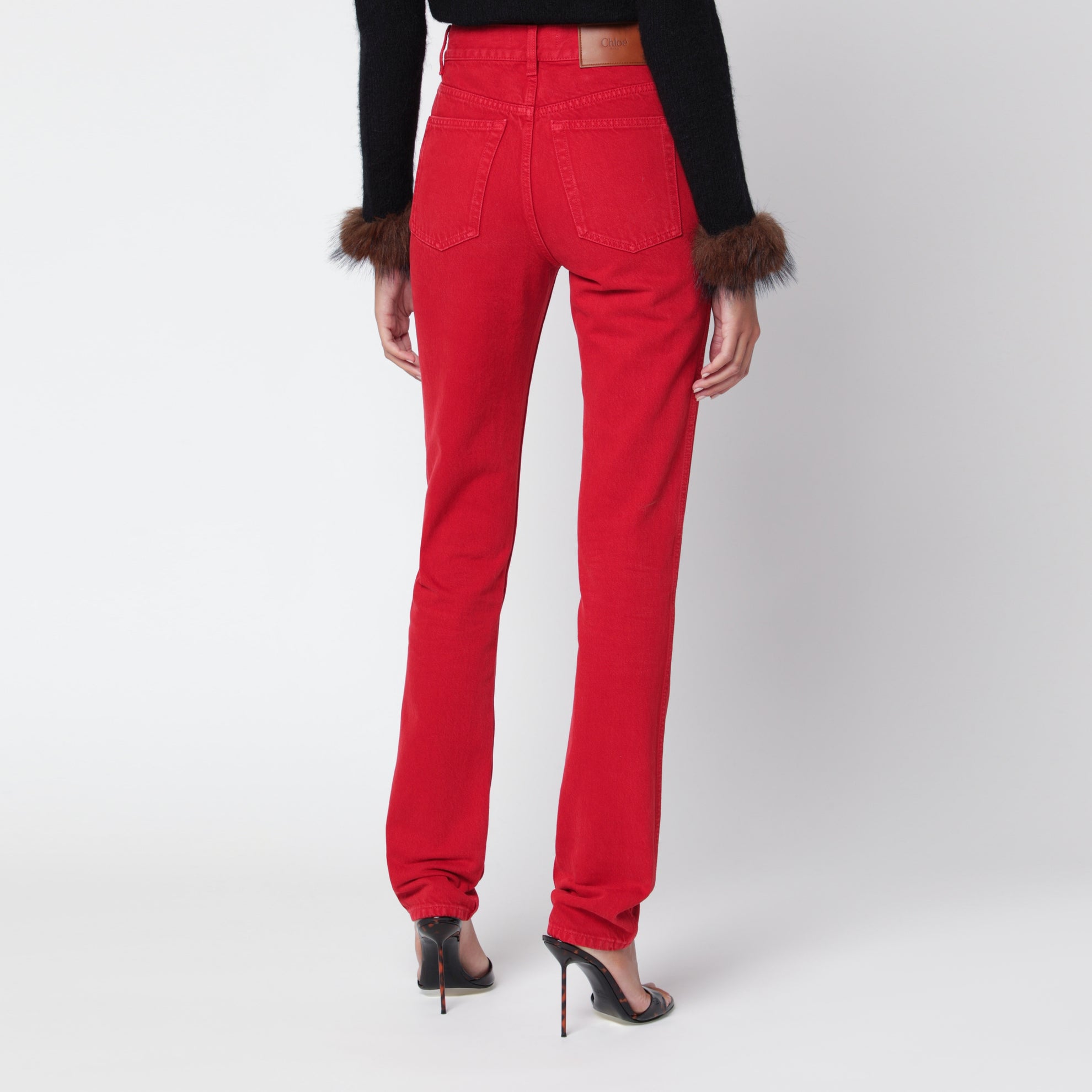 Berry Red cotton denim jeans