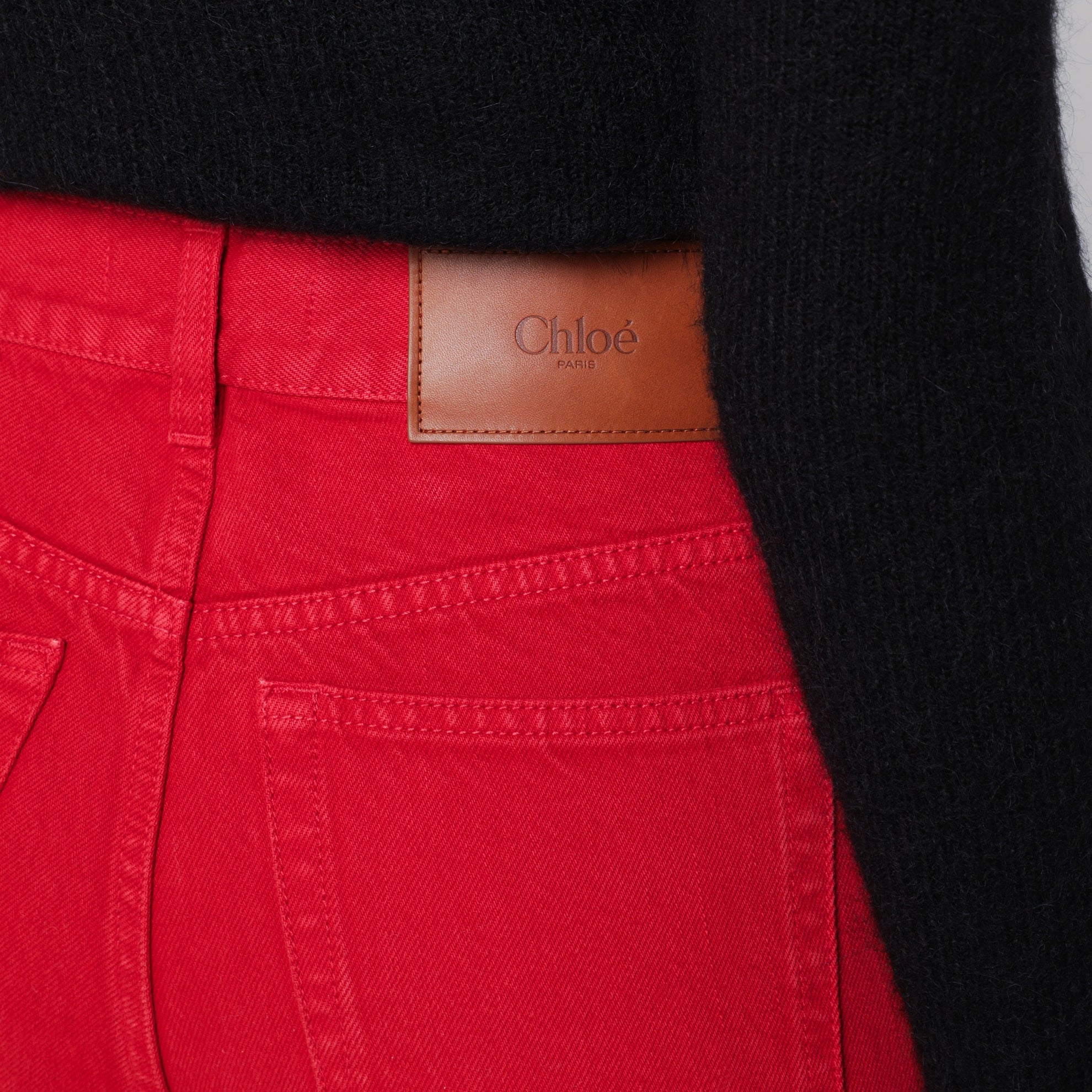 Berry Red cotton denim jeans