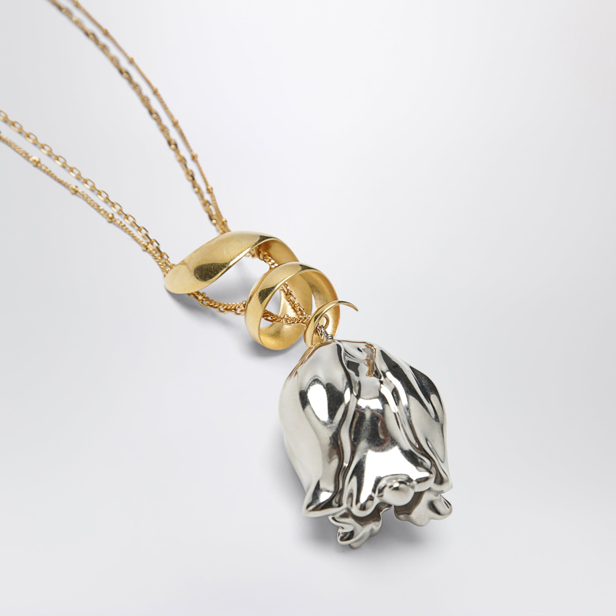 Collier avec pendentif fleur doré/argenté