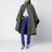 Green check cape coat in wool