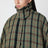 Green check cape coat in wool