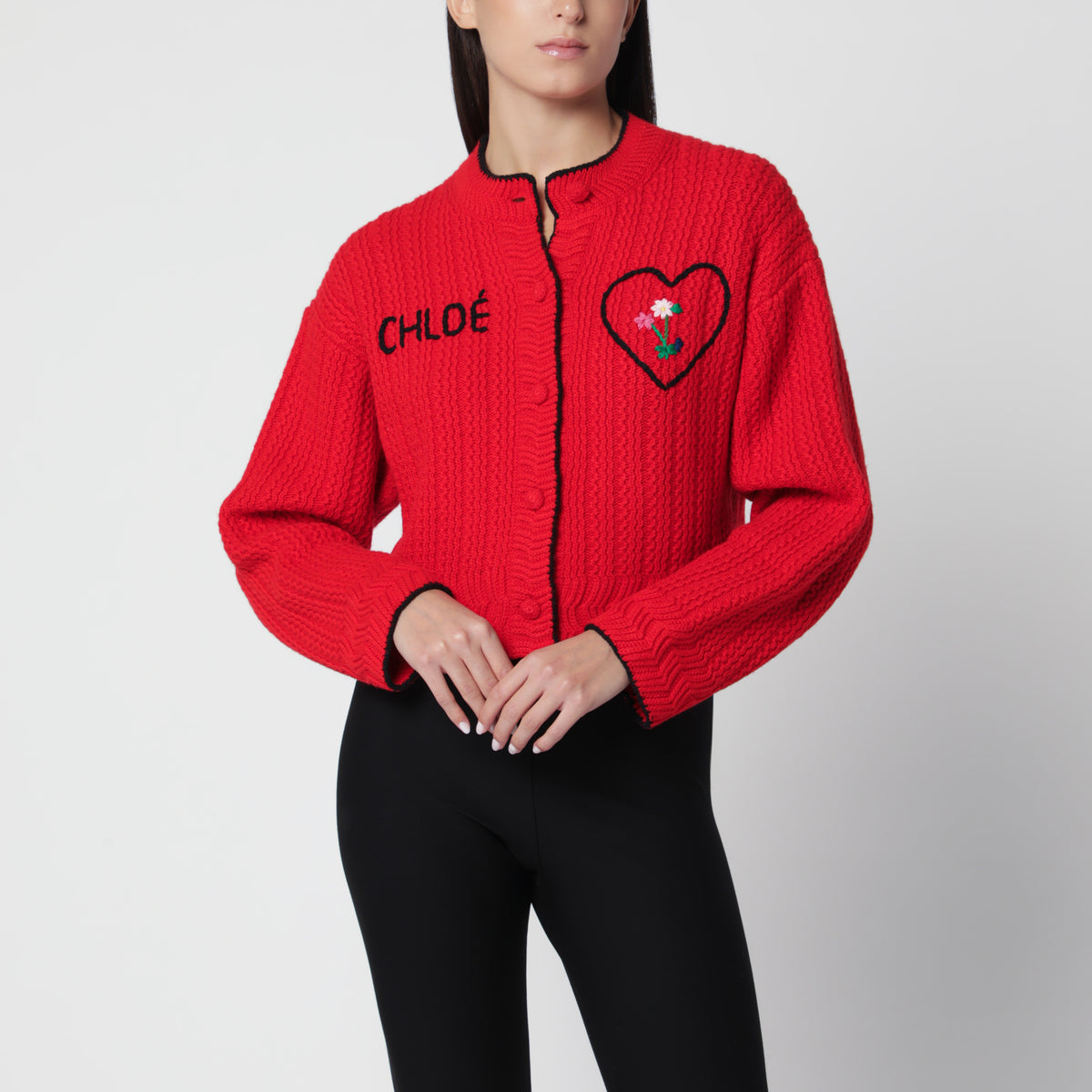 Rote Strickjacke aus Wolle und Kaschmir