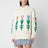 Oversized milk-coloured wool sweater with tulips